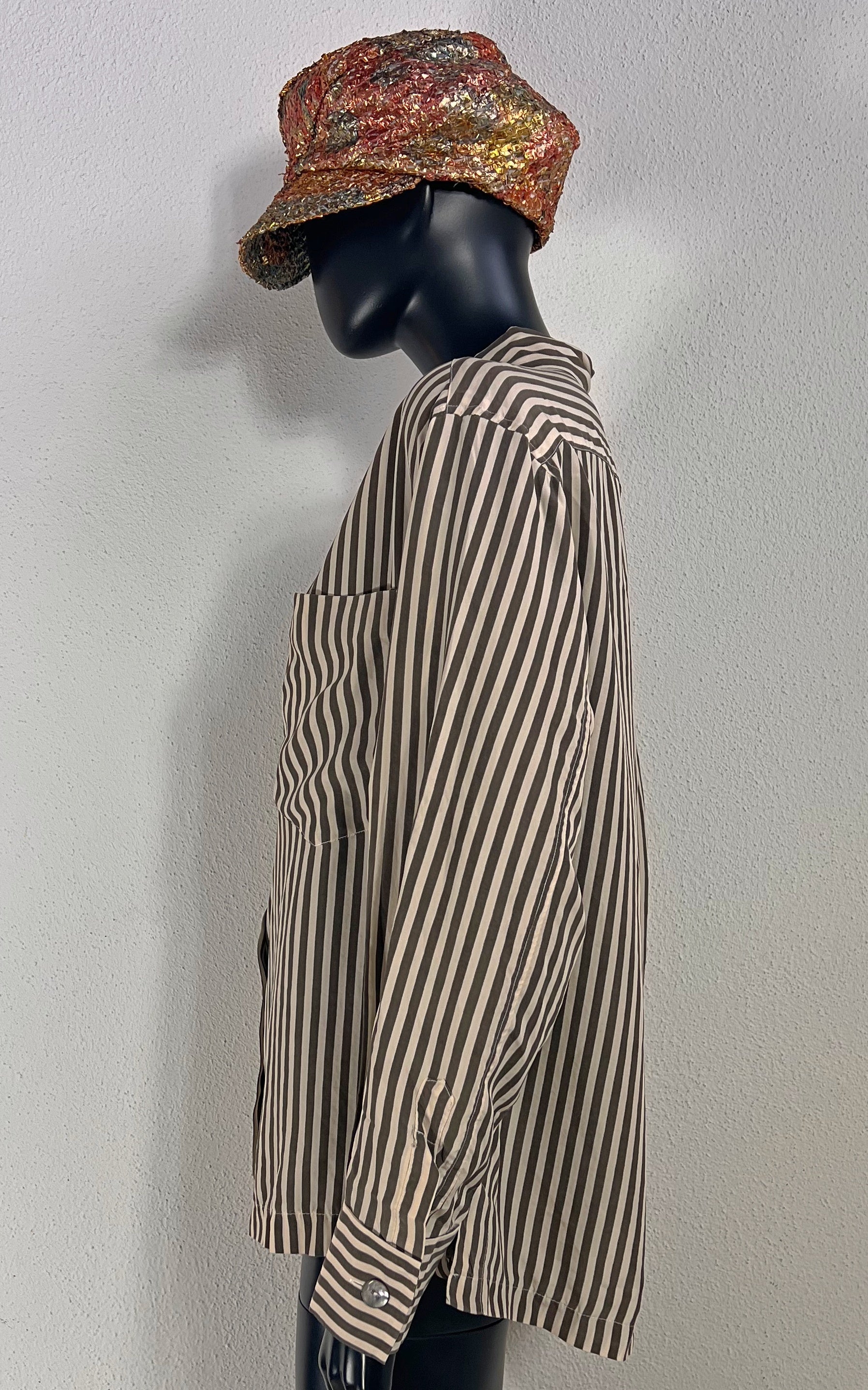 Vintage Striped Brown Silk Blouse