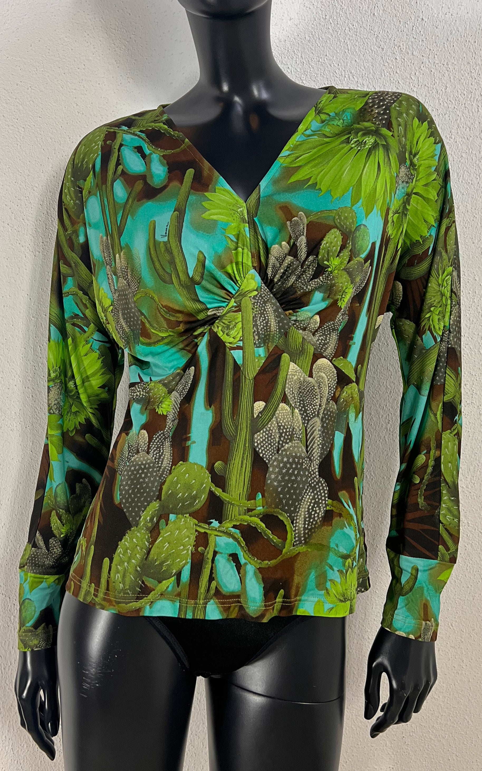 Vintage Versace Silk Top - Iconic Cactus and Jungle Print