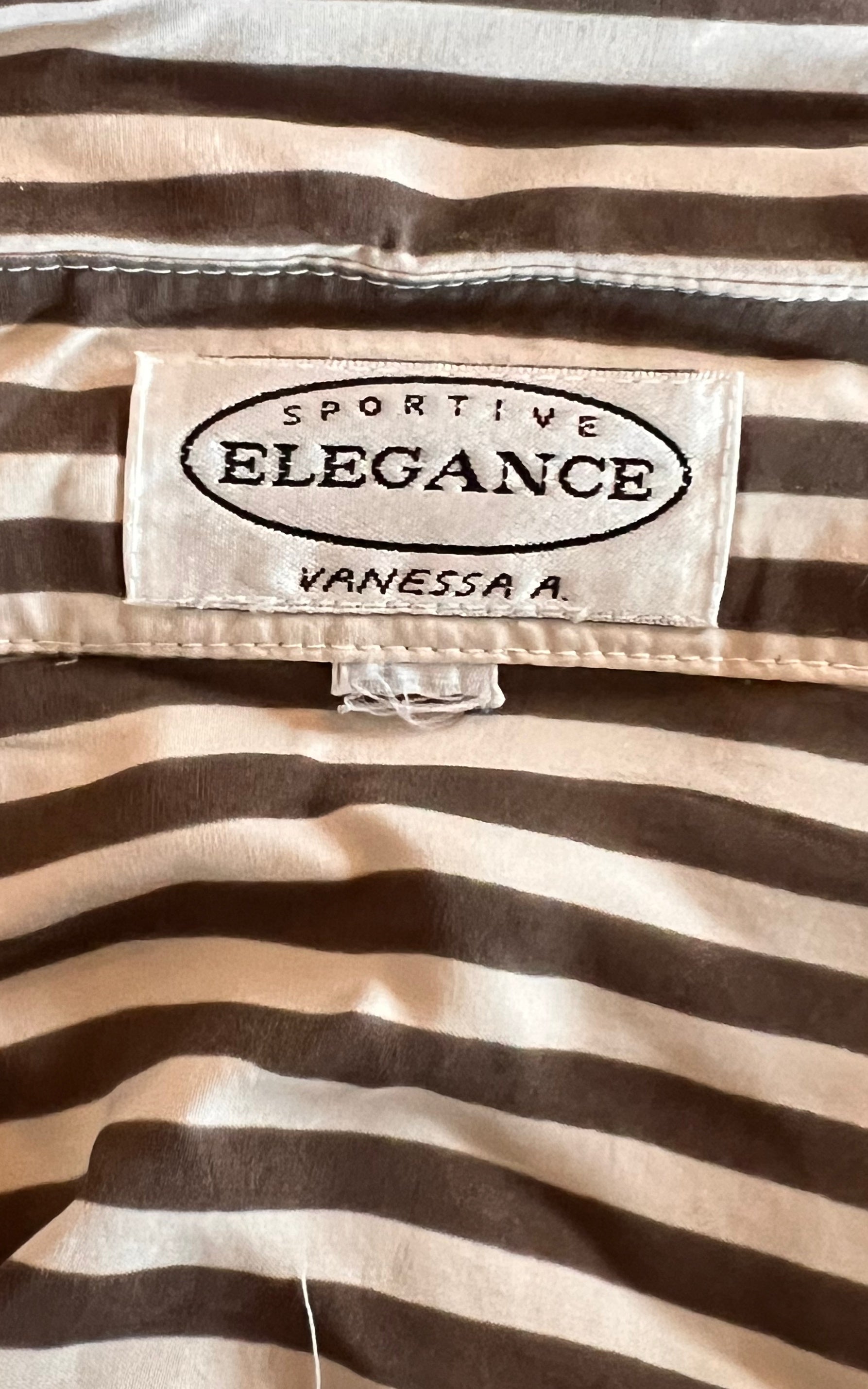Vintage Striped Brown Silk Blouse