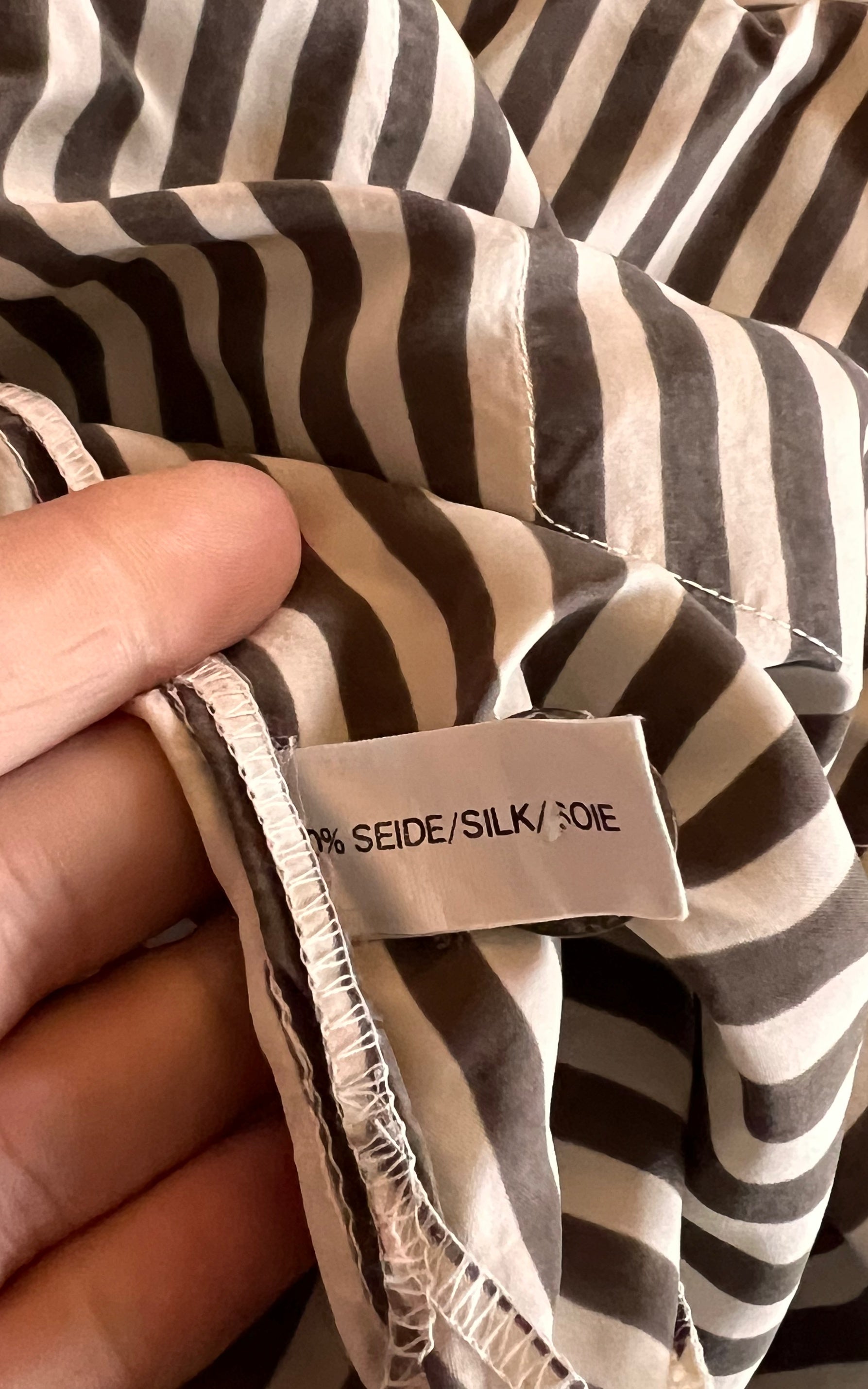 Vintage Striped Brown Silk Blouse