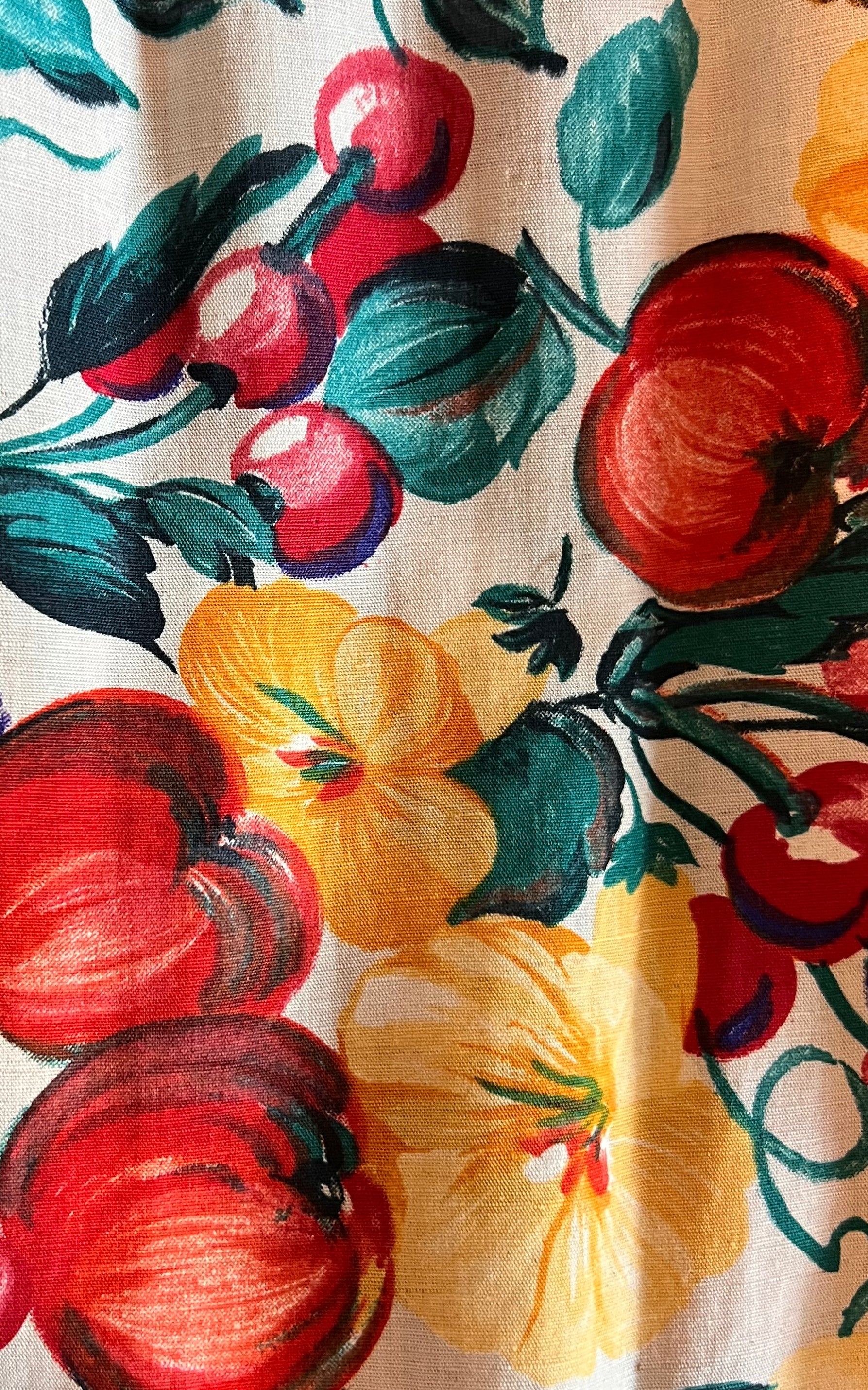 Vintage Austrian Fruit Print Midi Dress - Apple and Cherrys