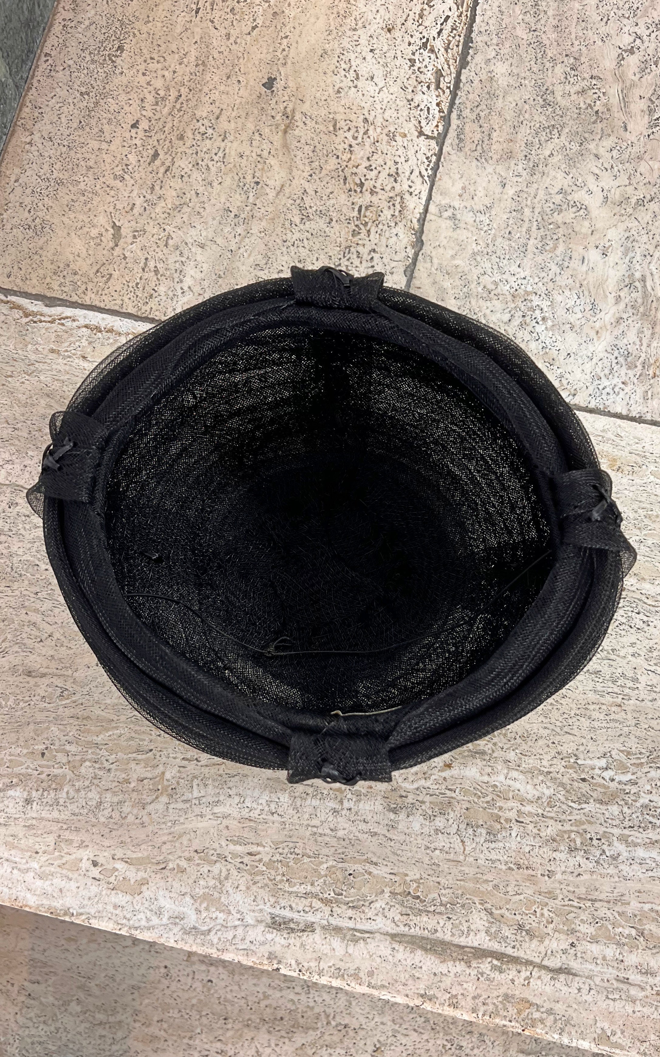 Vintage Black Sculptural Pillbox Hat – Made in Switzerland