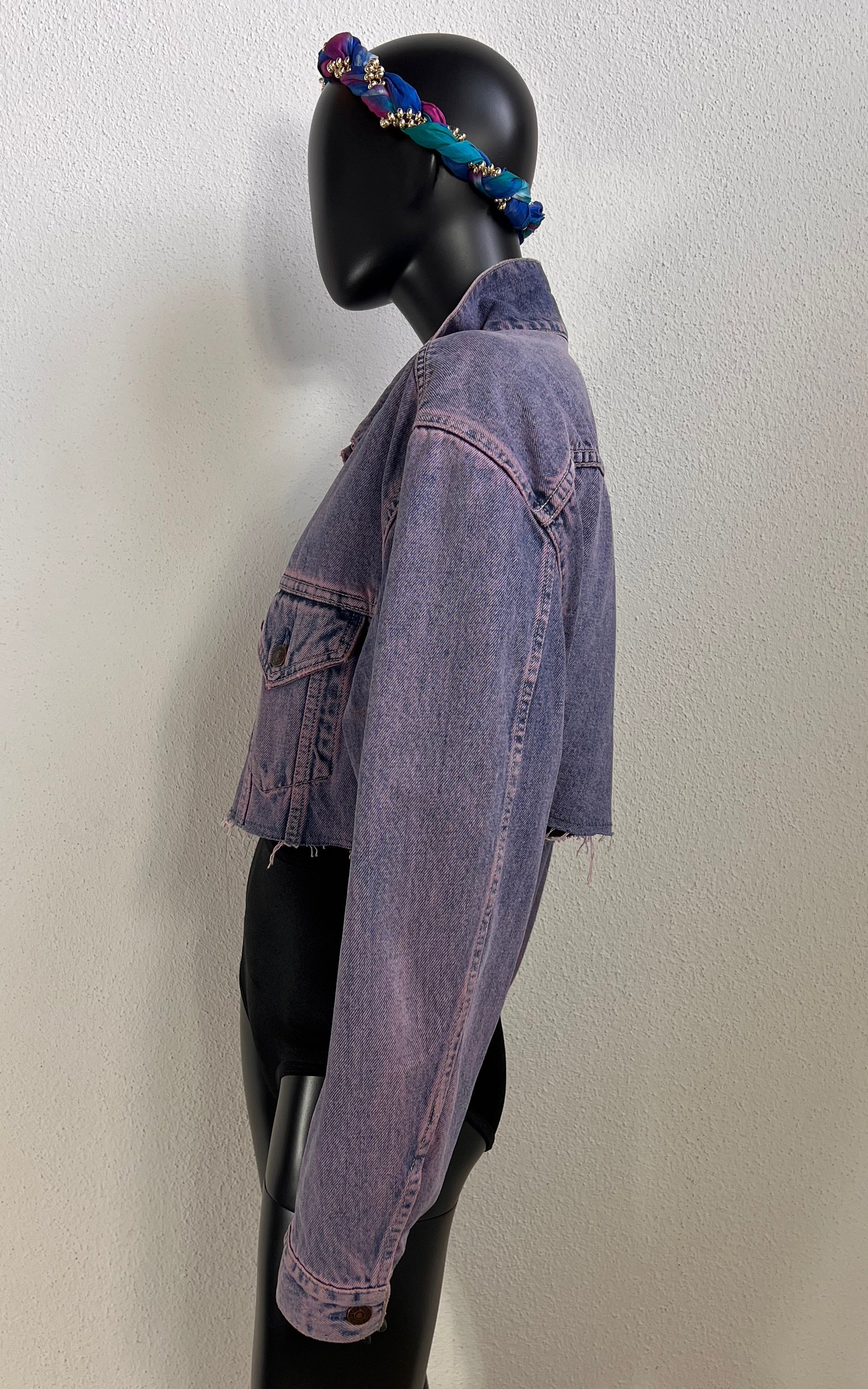 Vintage Cropped Levis Jacket Pink Acid Wash
