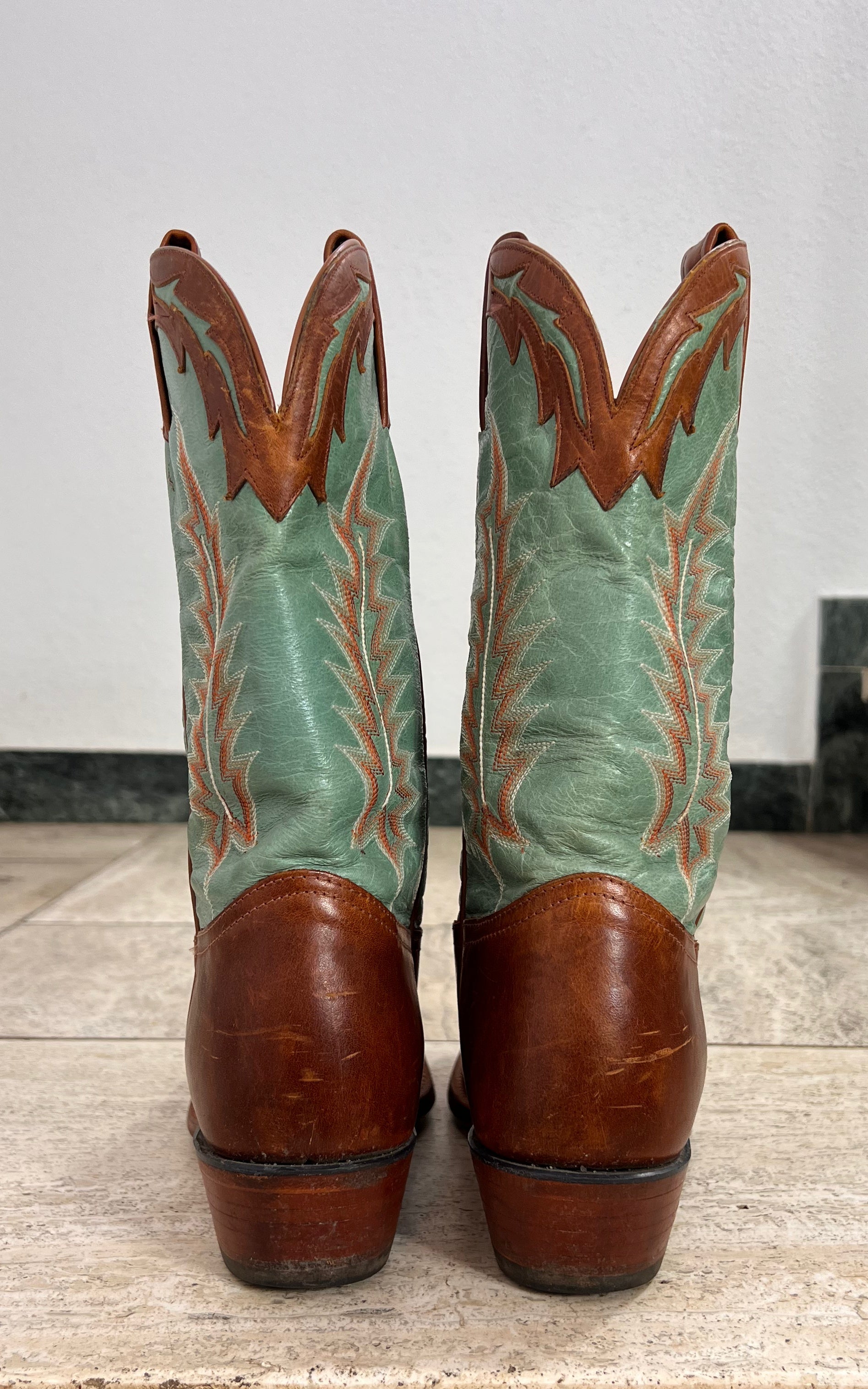 Vintage Tony Lama Two-Tone Leather Cowboy Boots 39 – Made in USA
