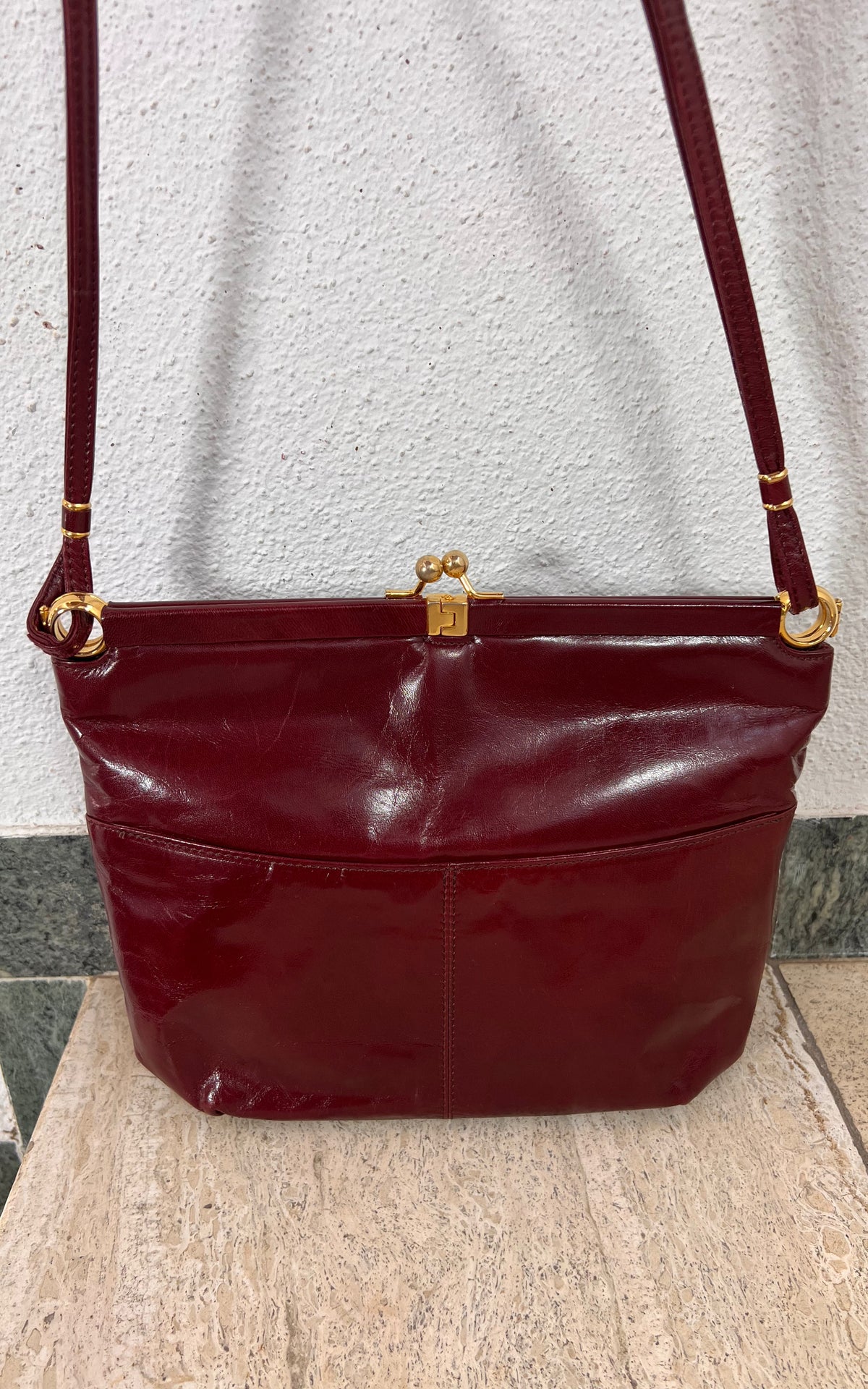Vintage Sonia Burgundy Kiss-Lock Shoulder Bag – Made in Italy