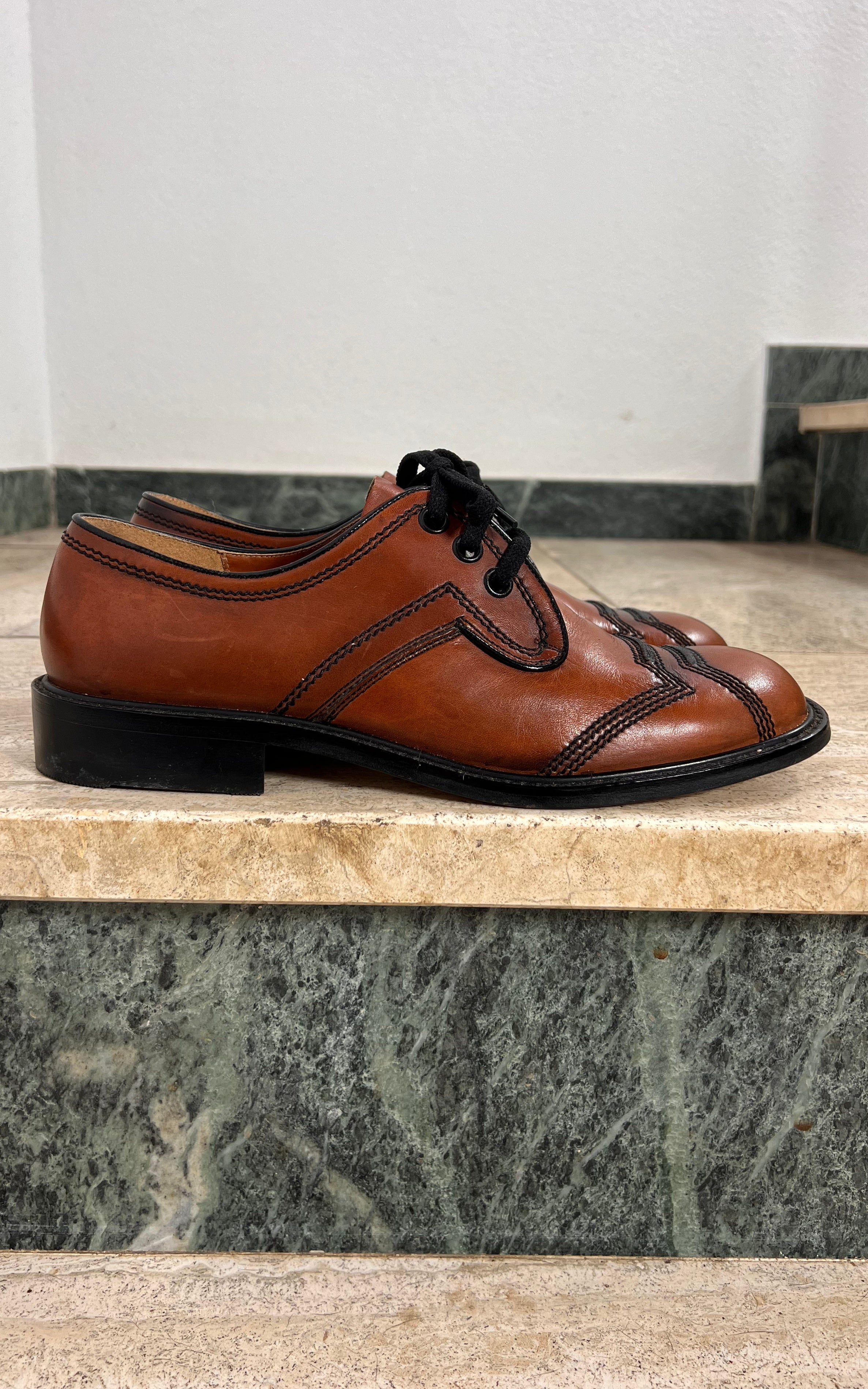 Vintage 70s Manz MENS Lace Up Shoes 42