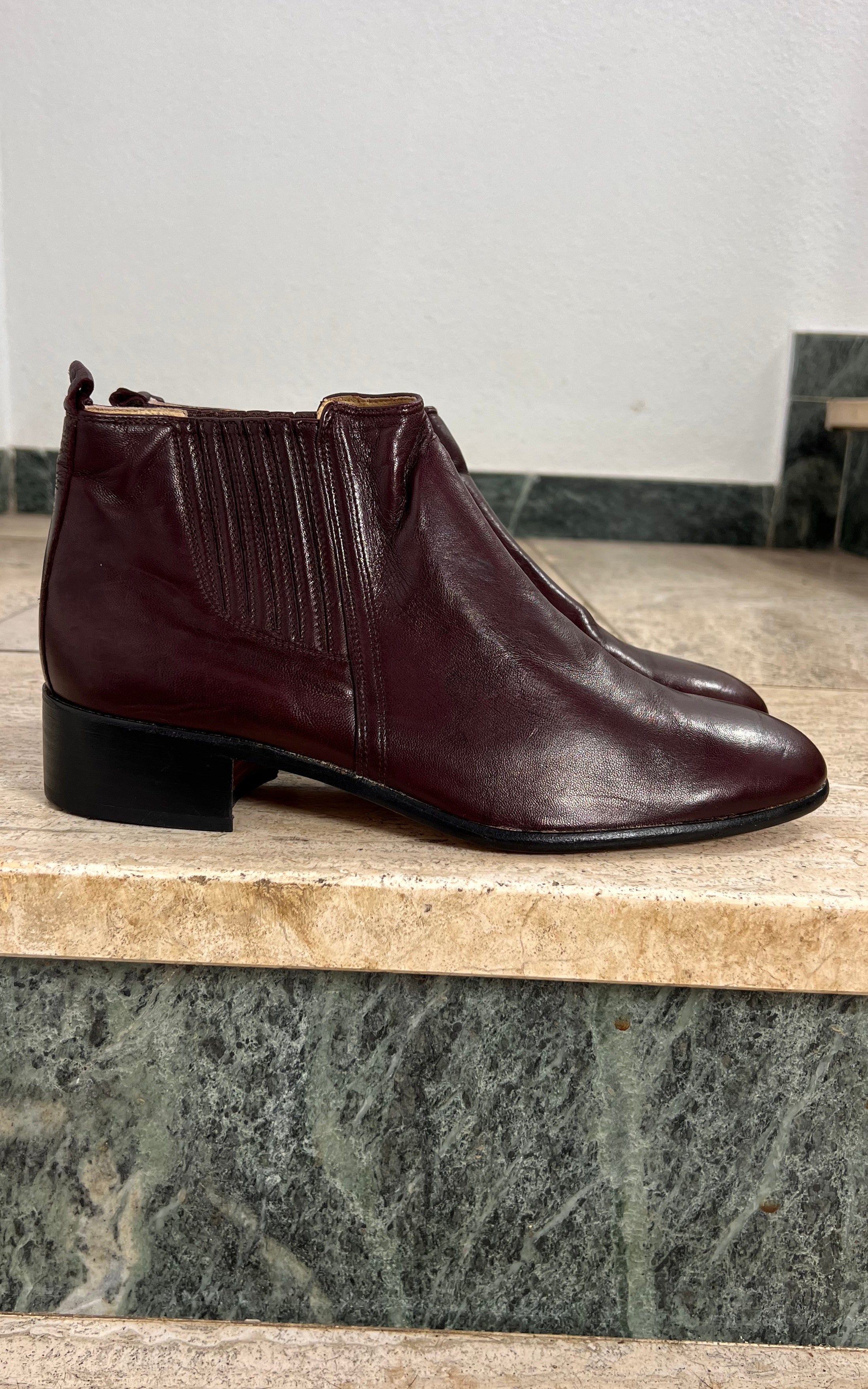 Vintage 70s MENS Ankle Boots Burgundy 42