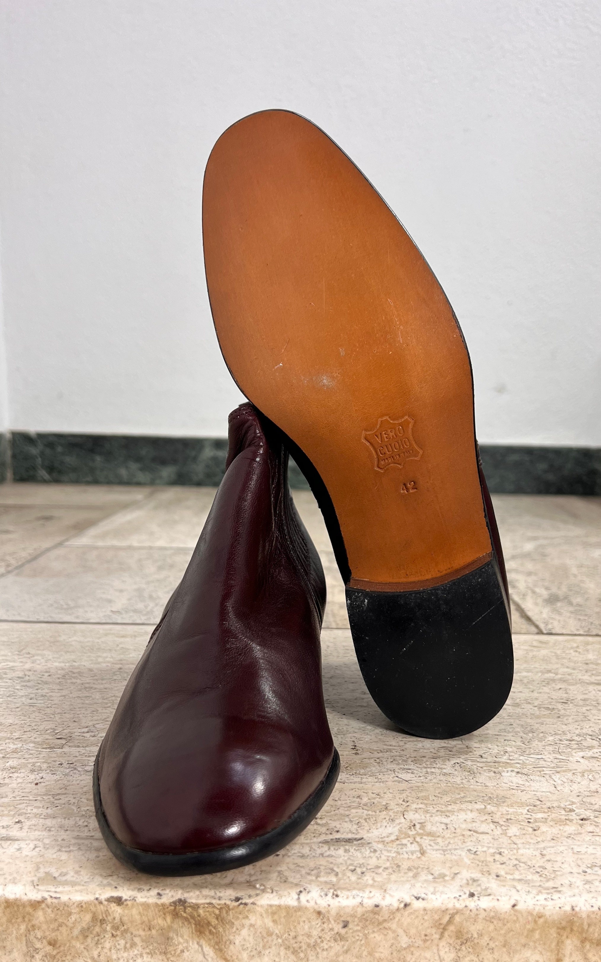Vintage 70s MENS Ankle Boots Burgundy 42