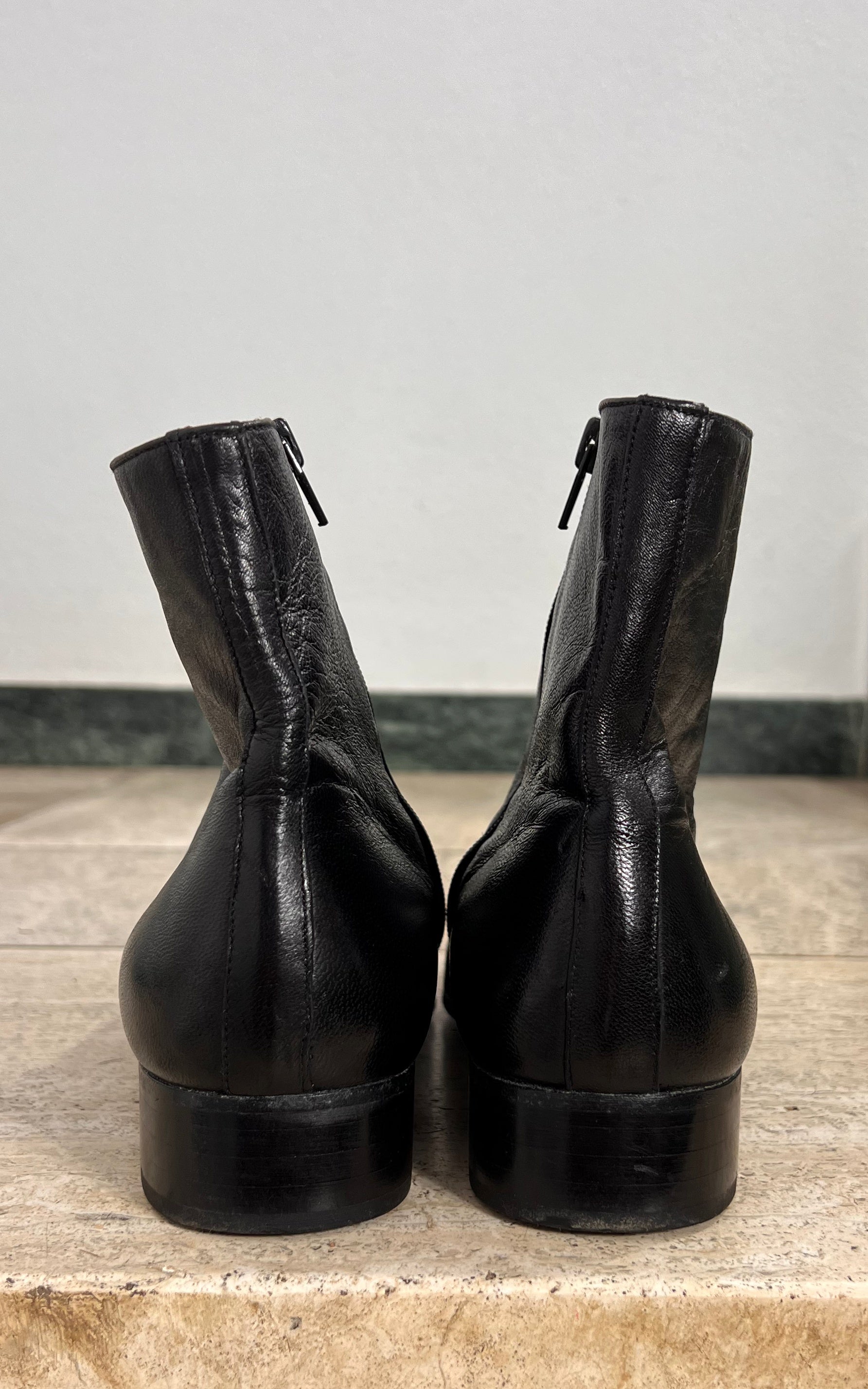 Vintage Classic MENS Minimal Black Leather Ankle Boot 42