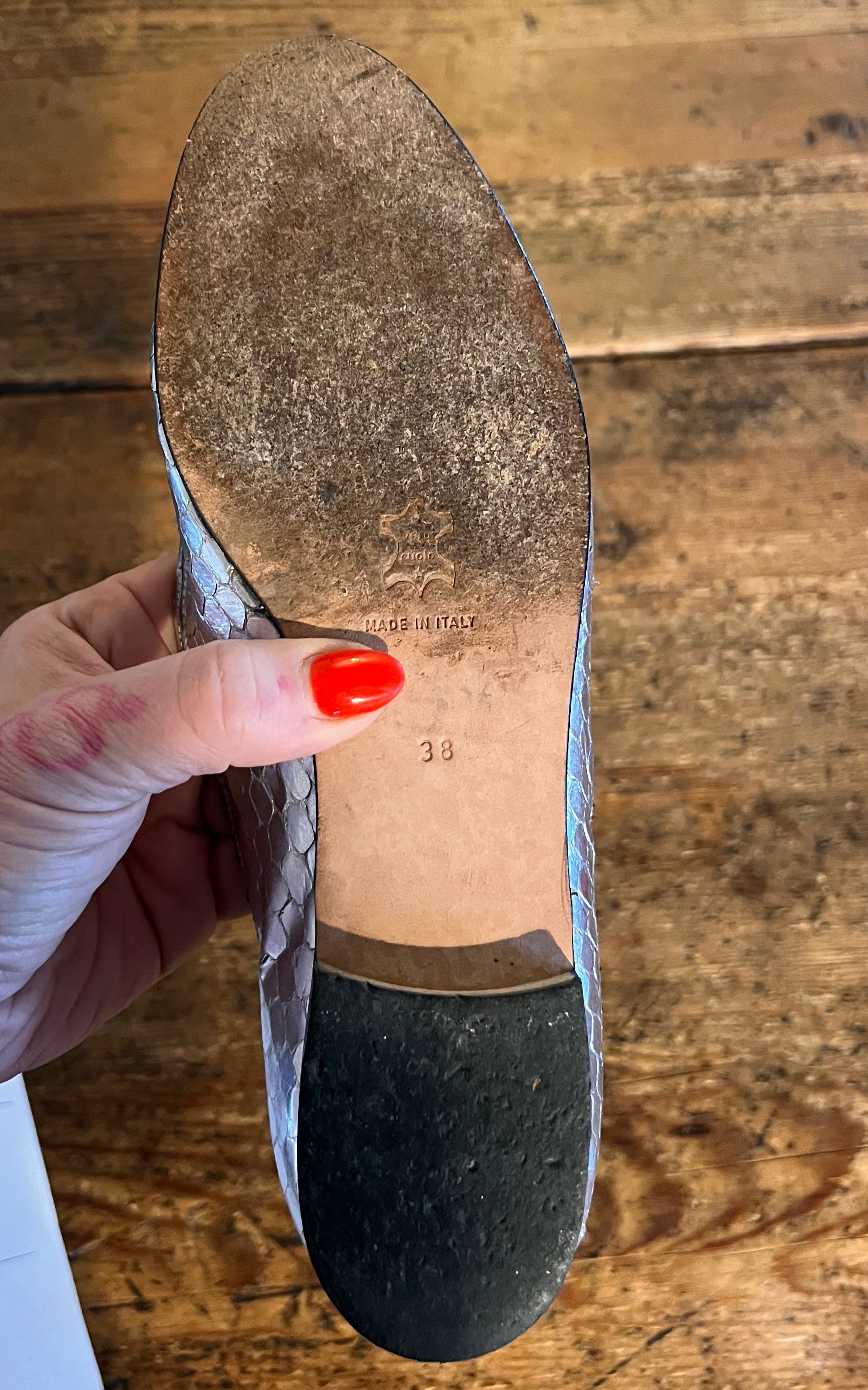 Vintage Madeleine Silver Python Loafer 38