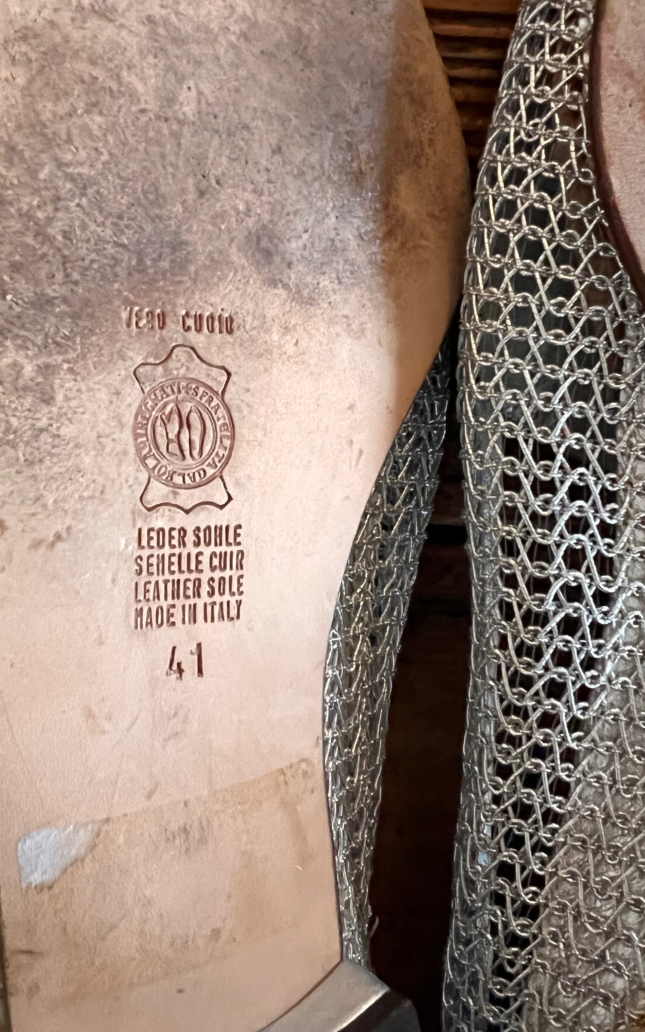 Vintage Brunella Silver Brocade and Mesh Loafers 40