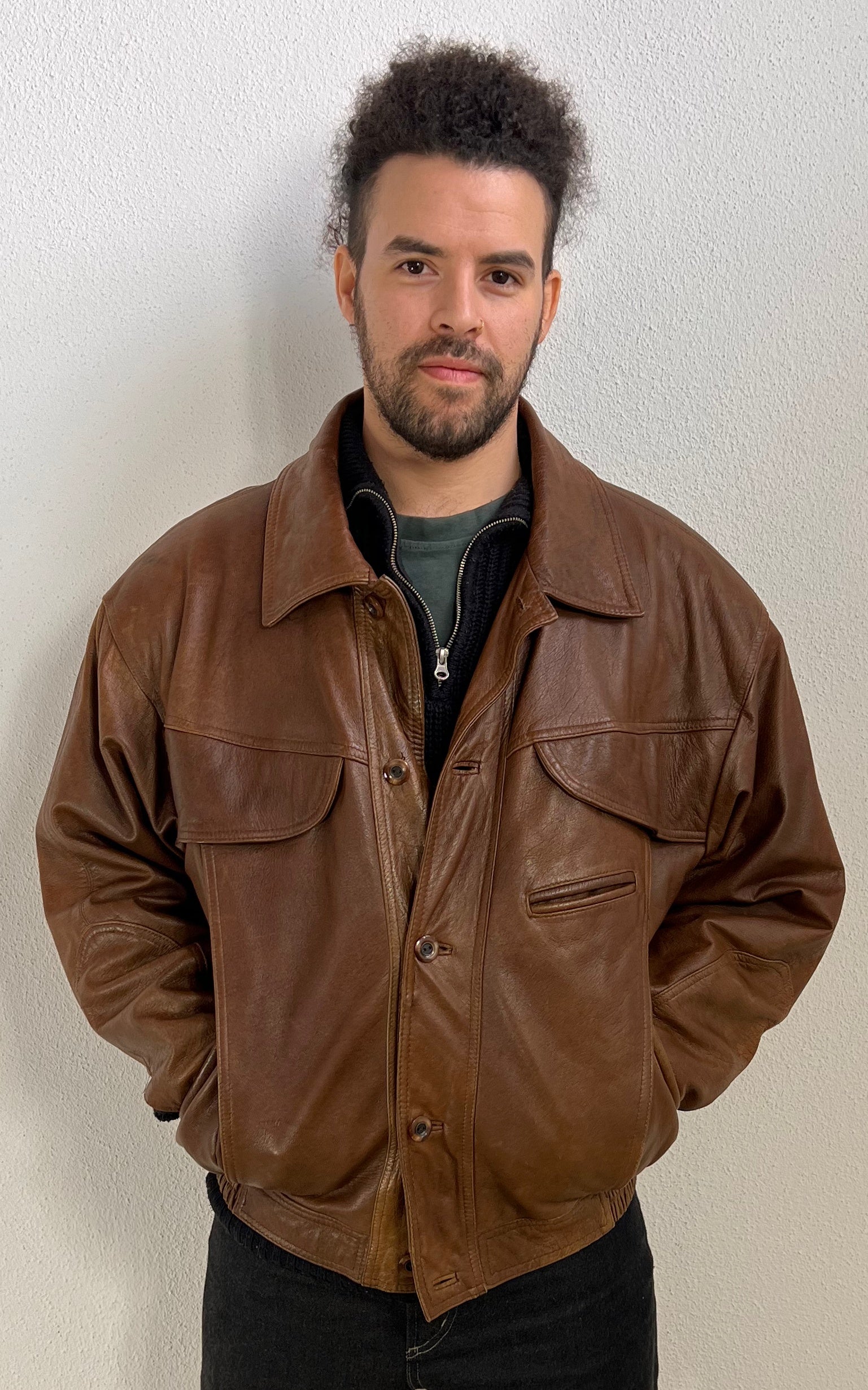 Vintage MENS Bomber Leather Jacket Giorgio Mobiani