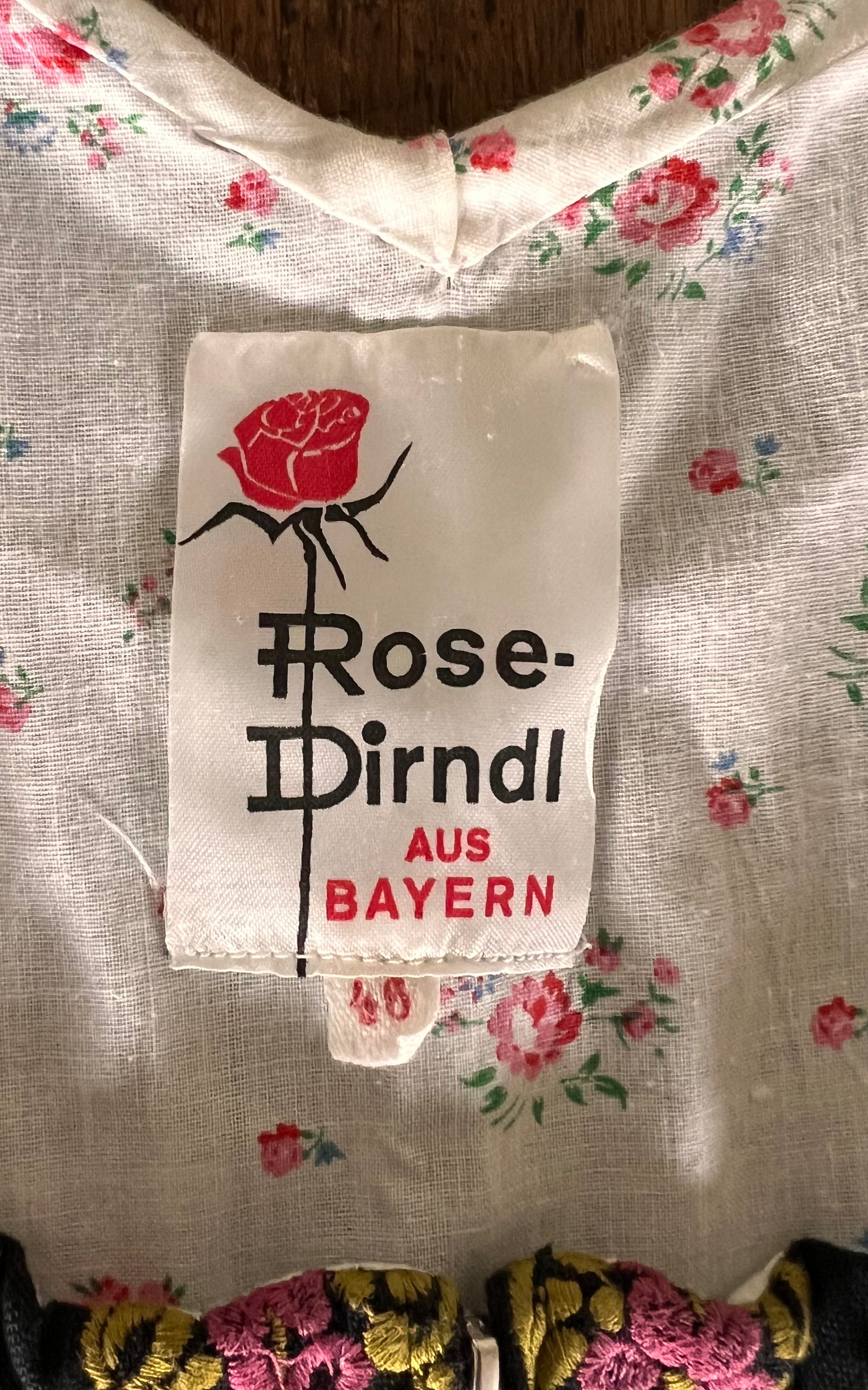 Vintage 70s Rose Dirndl Bavarian Dress Set