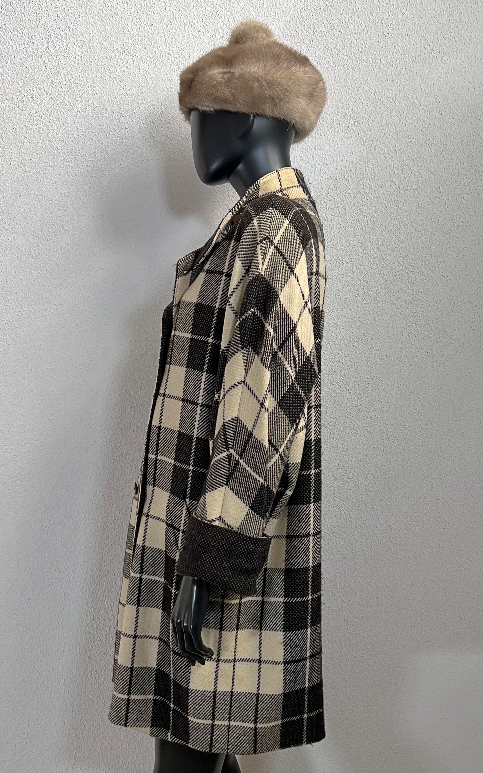 Vintage Louis Feraud Tartan Wool Coat