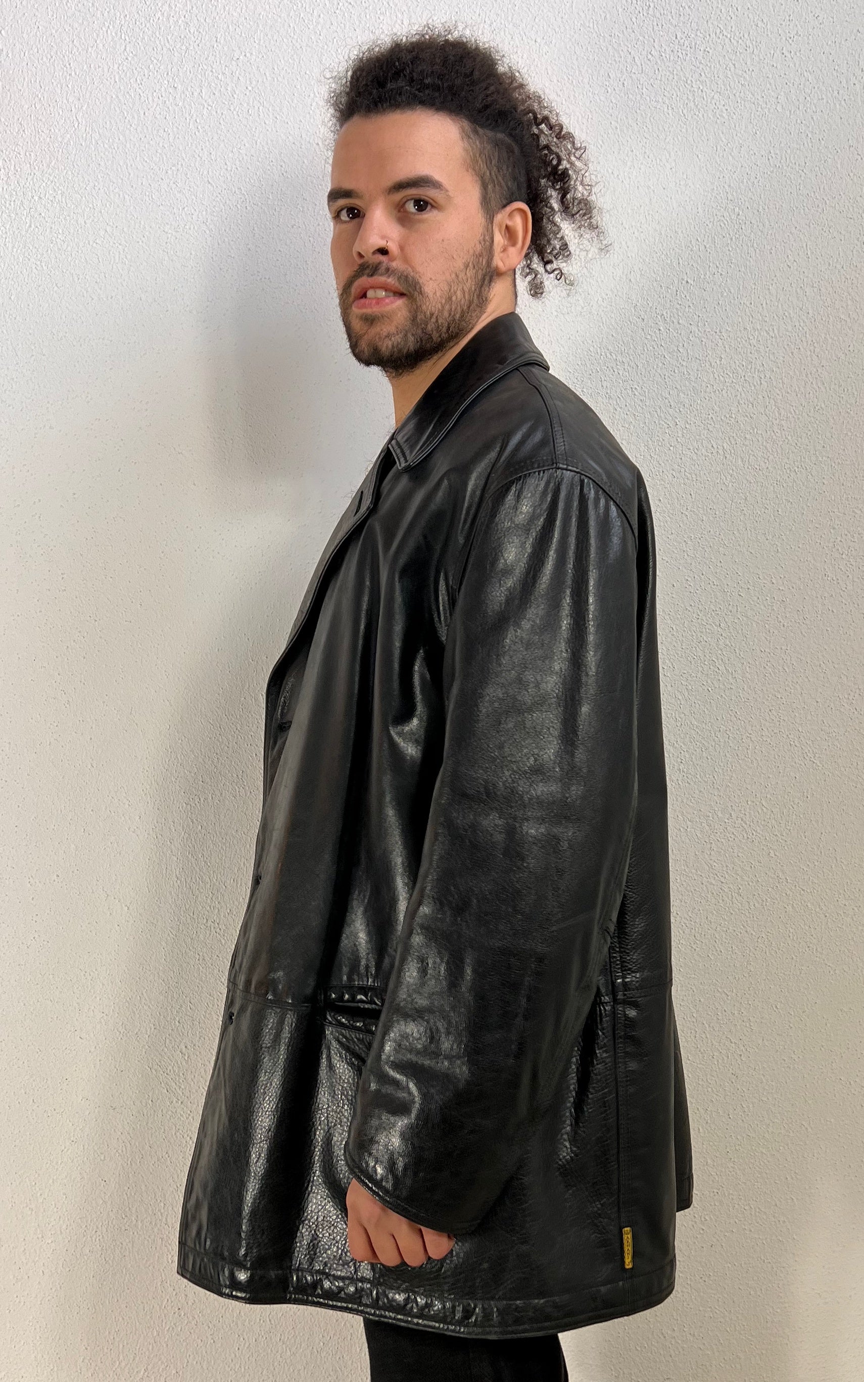 Vintage MENS Armani Jeans Leather Jacket