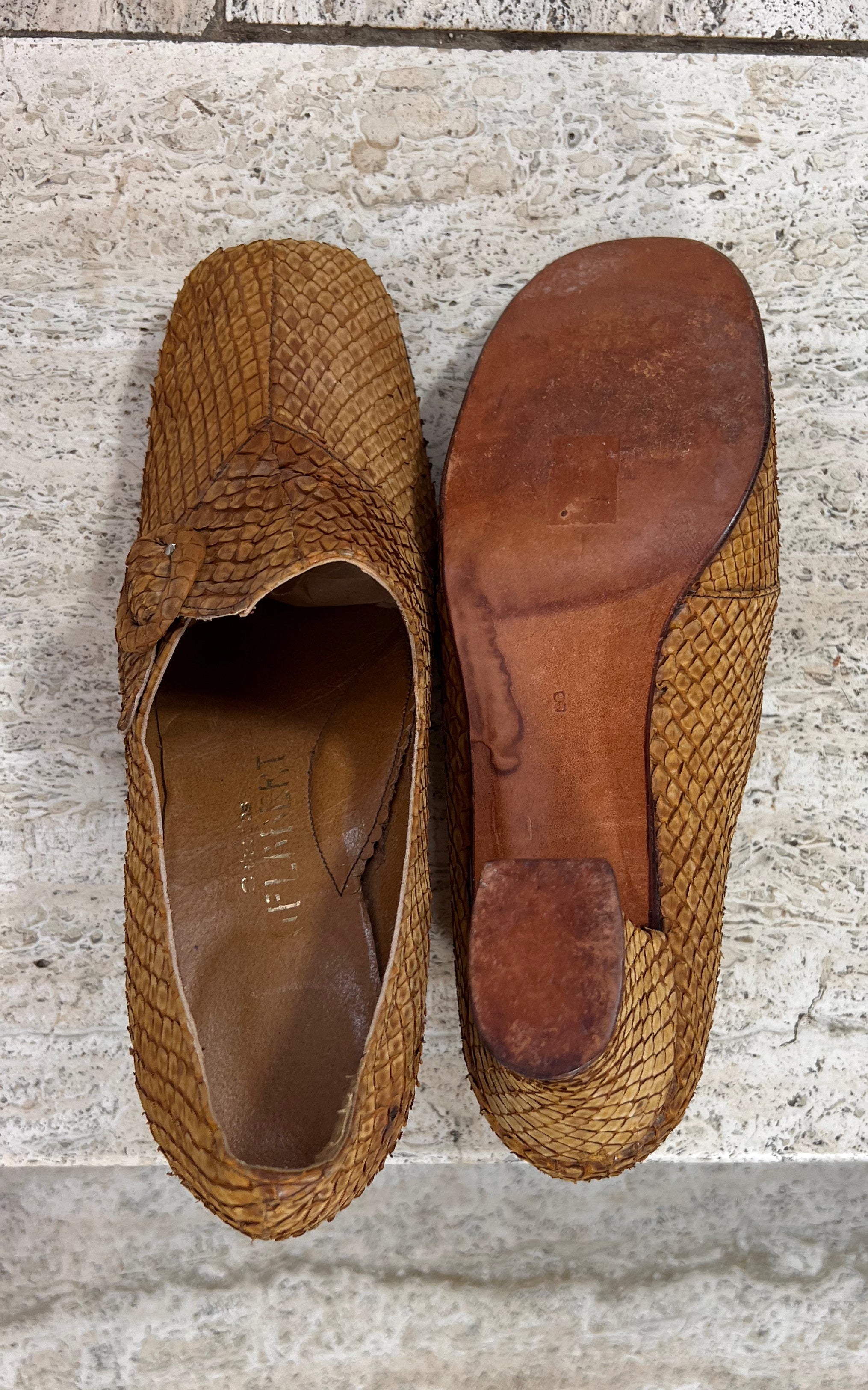1960s Gelabert Snakeskin Pumps 38