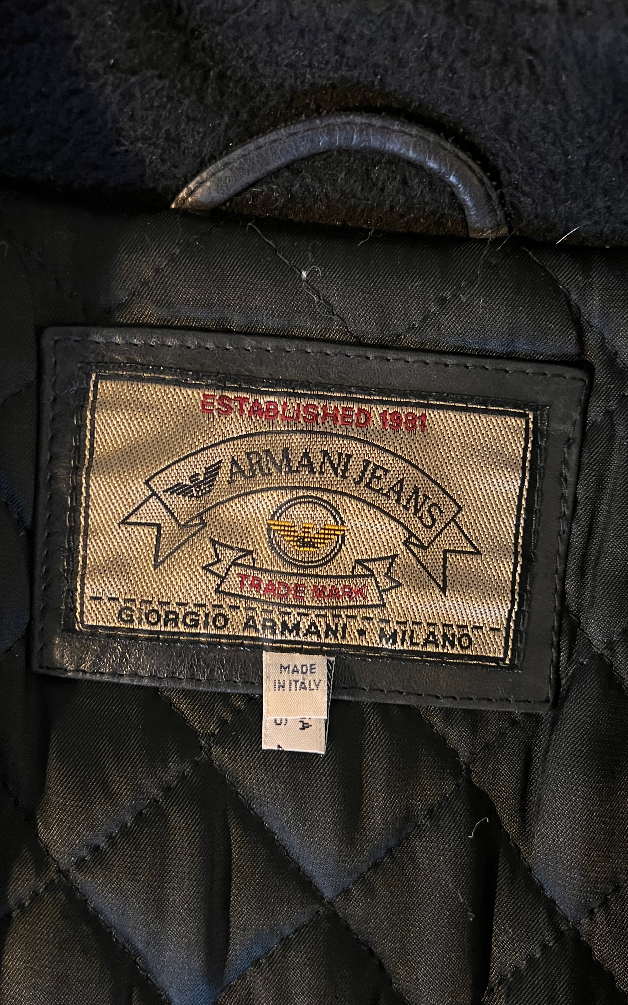 Vintage MENS Armani Jeans Leather Jacket