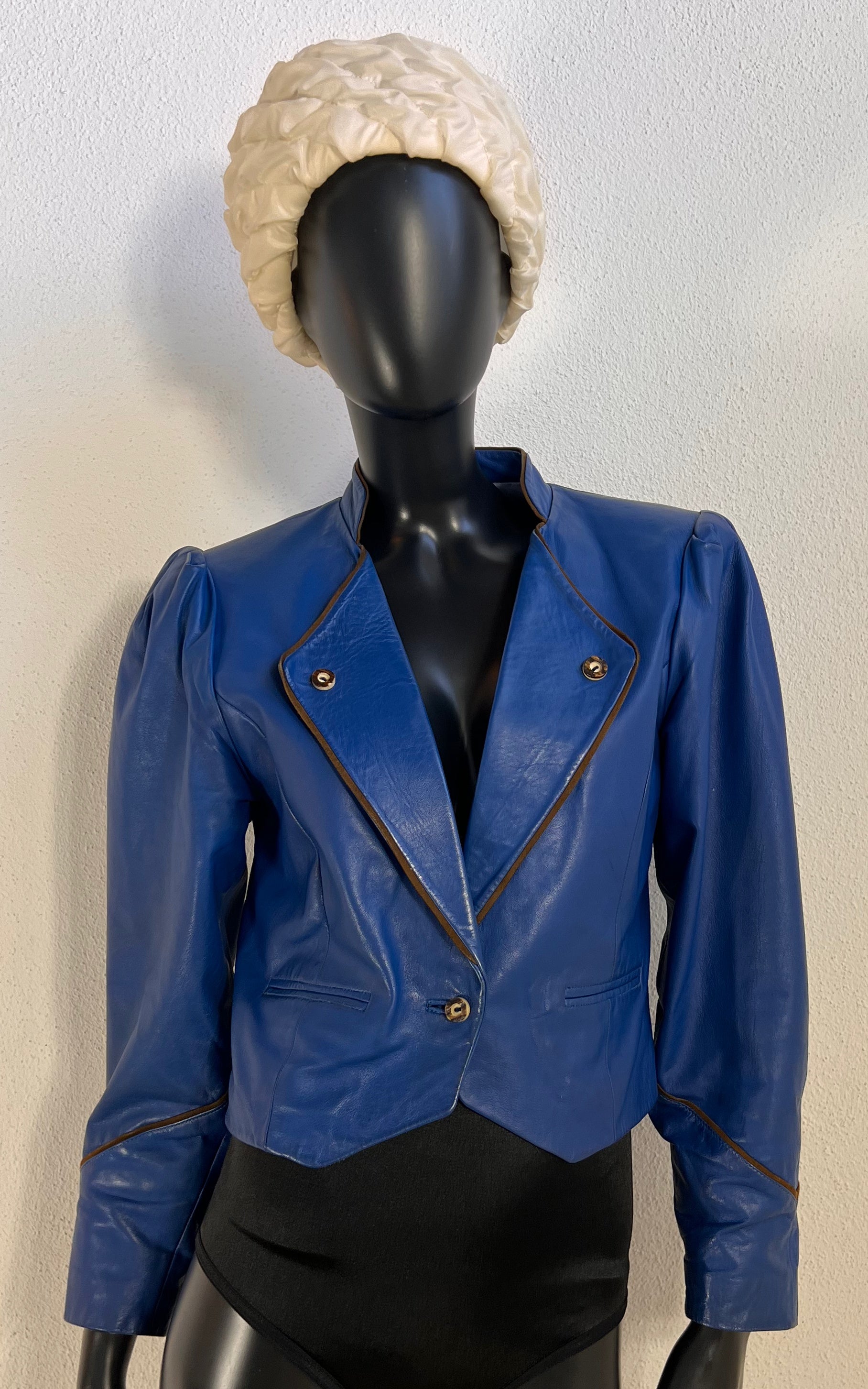 Vintage 1980s Germana Blue Leather Jacket