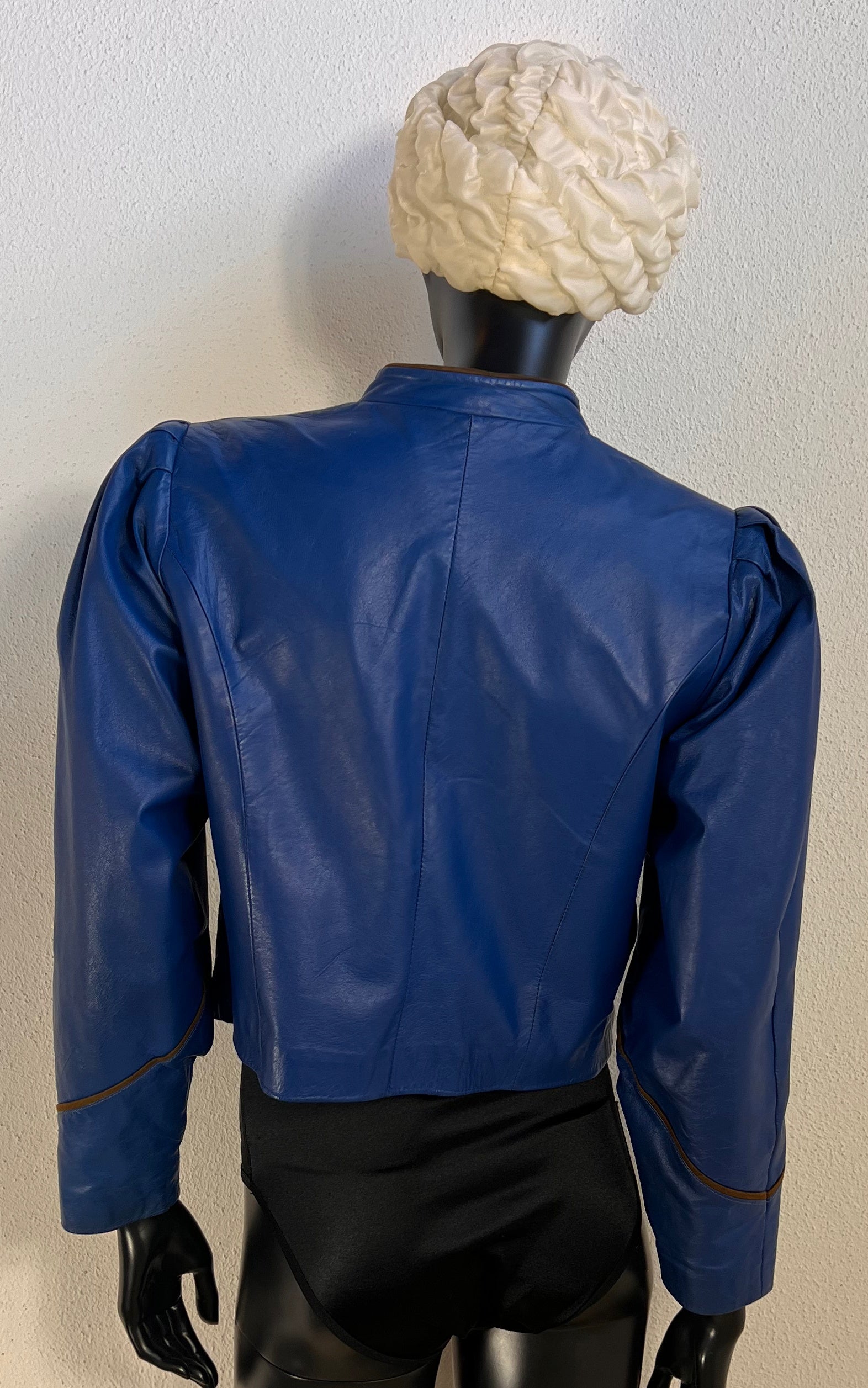 Vintage 1980s Germana Blue Leather Jacket