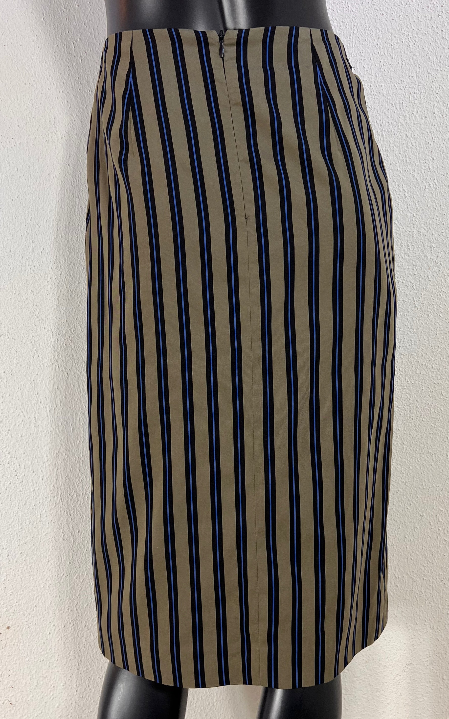 René Lezard Striped Asymmetric Wrap Skirt