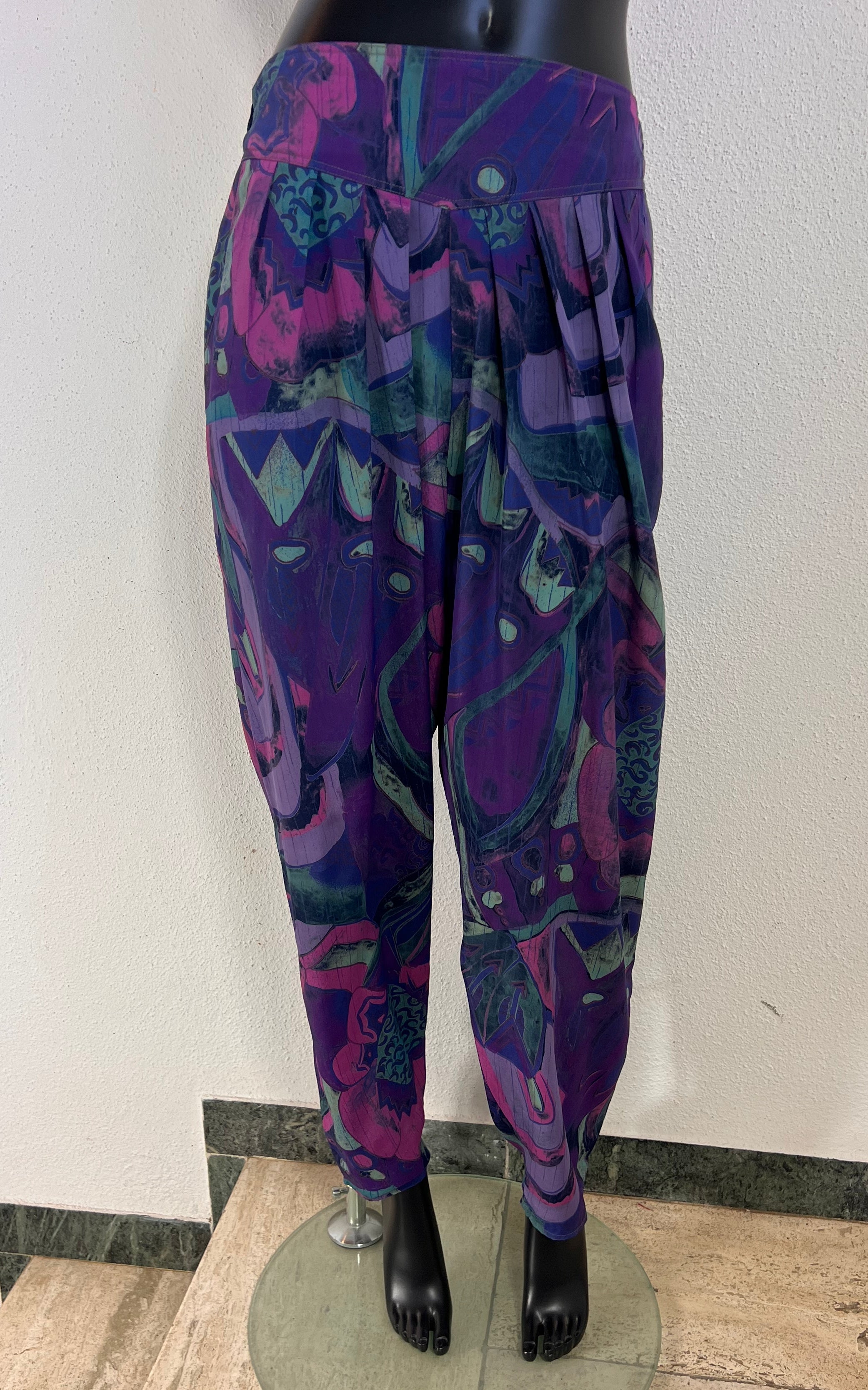 Vintage 90s Abstract Print Tapered Trousers