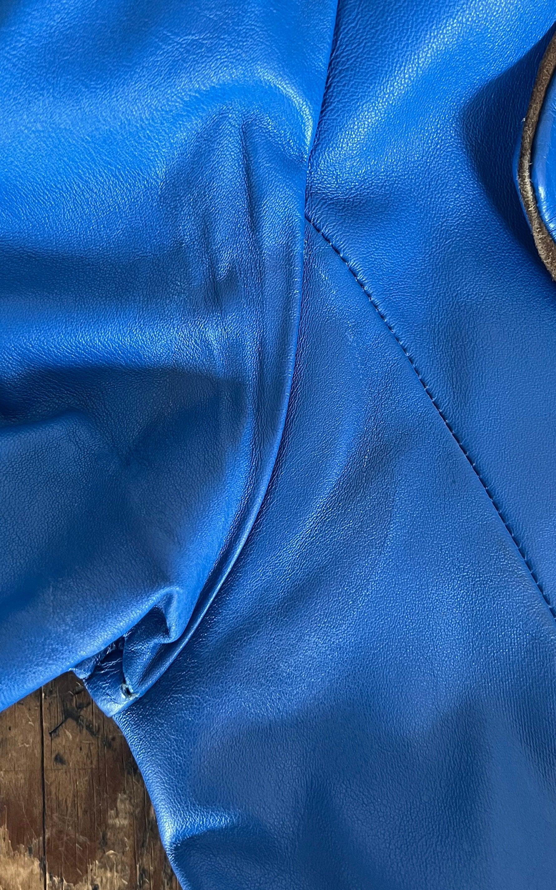 Vintage 1980s Germana Blue Leather Jacket