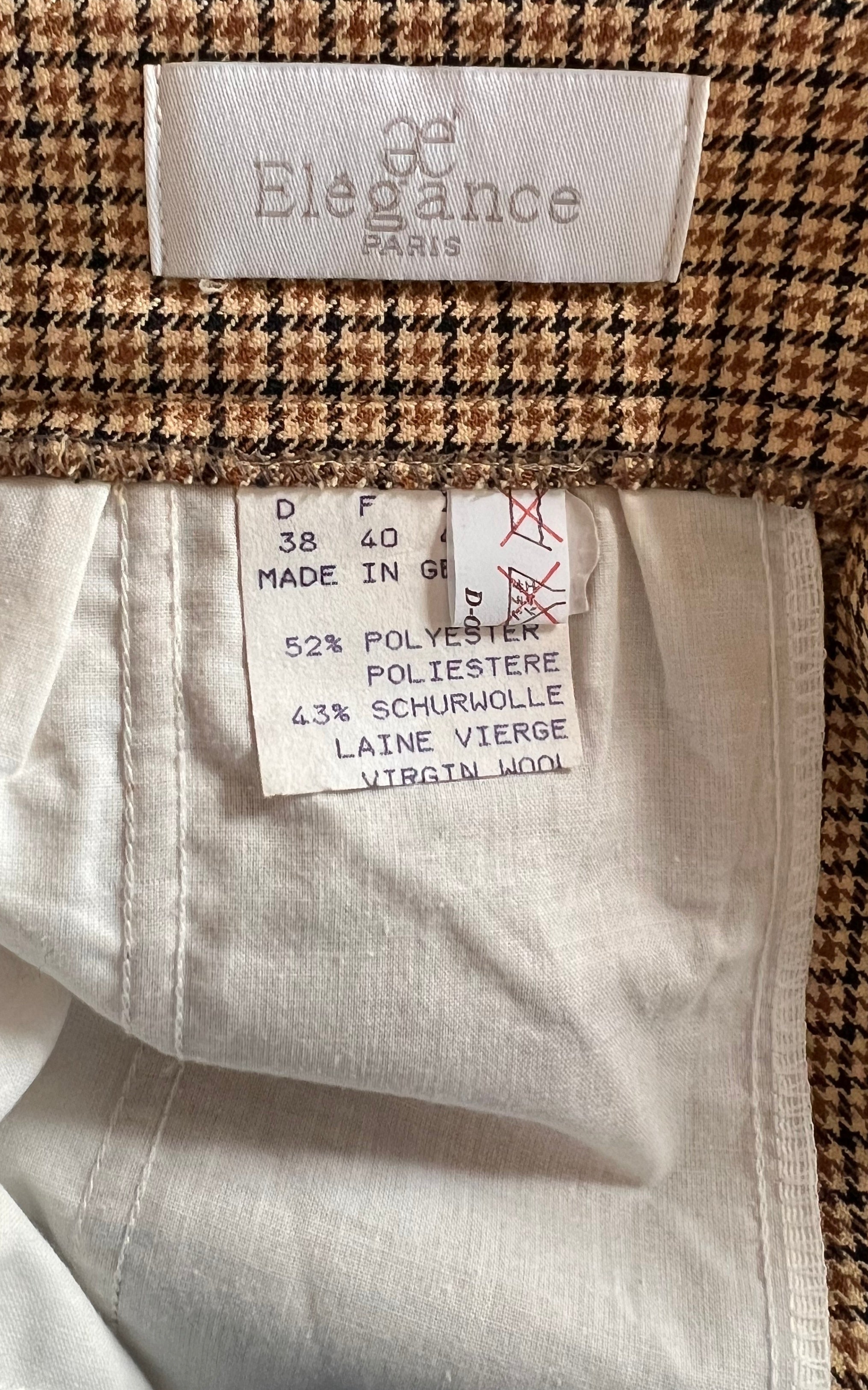 Vintage Elégance Paris Wool Blend Houndstooth Trousers