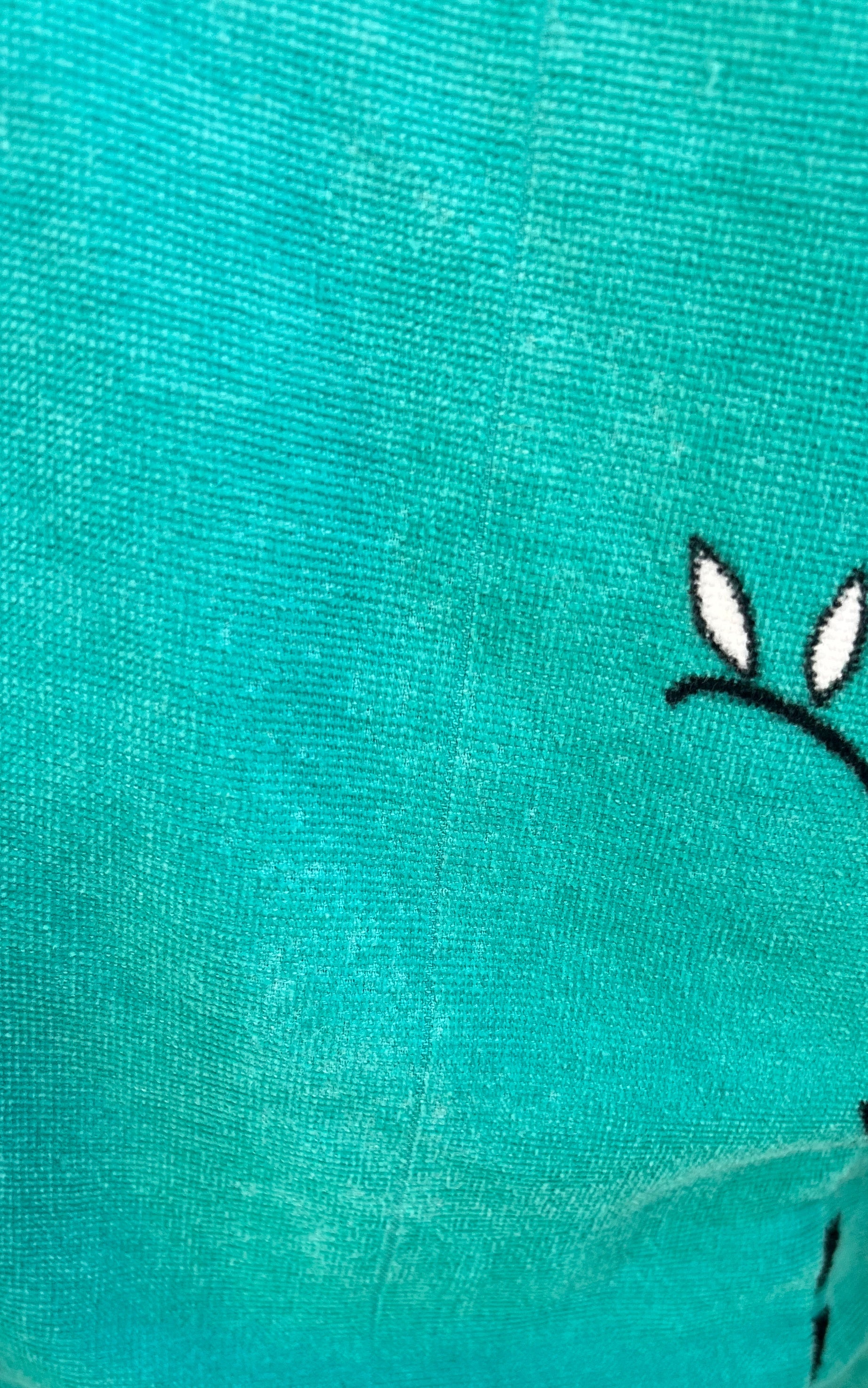 Vintage 1970s Turquoise Floral Velour Maxi Coat