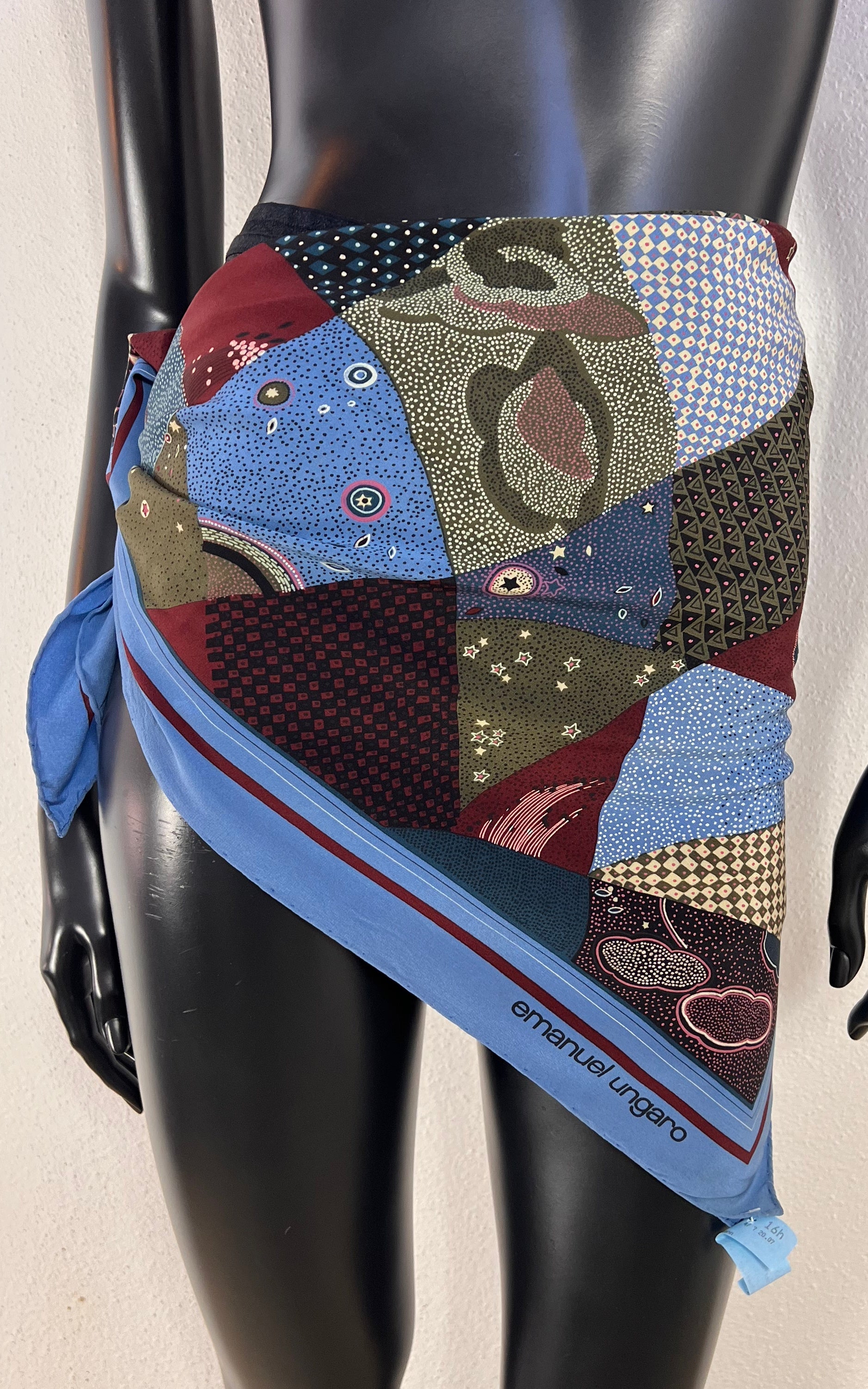 Vintage Emanuel Ungaro Abstract Patchwork Print Scarf