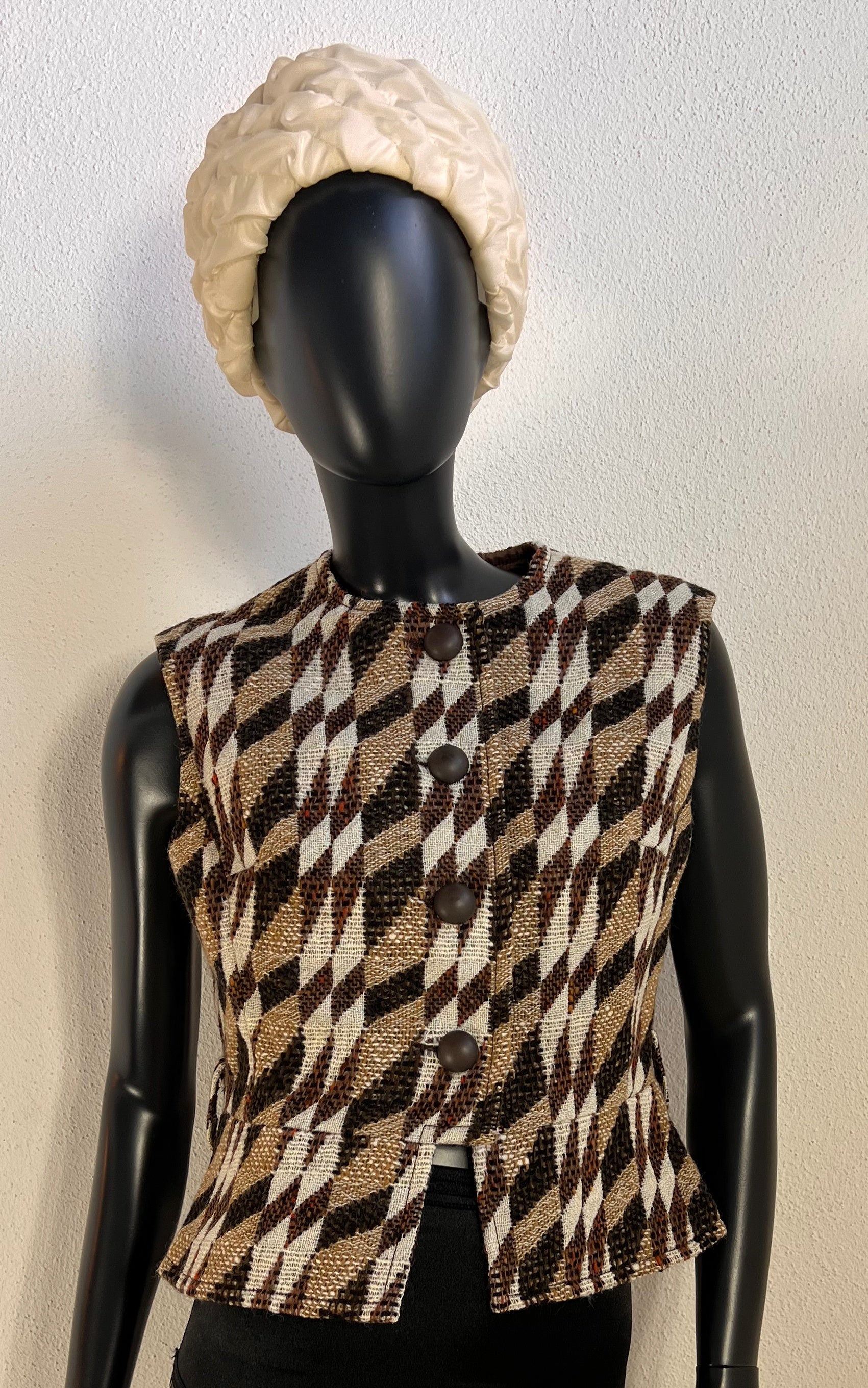 1960s Lalonde Paris Haute Couture Woven Vest with Velvet Belt
