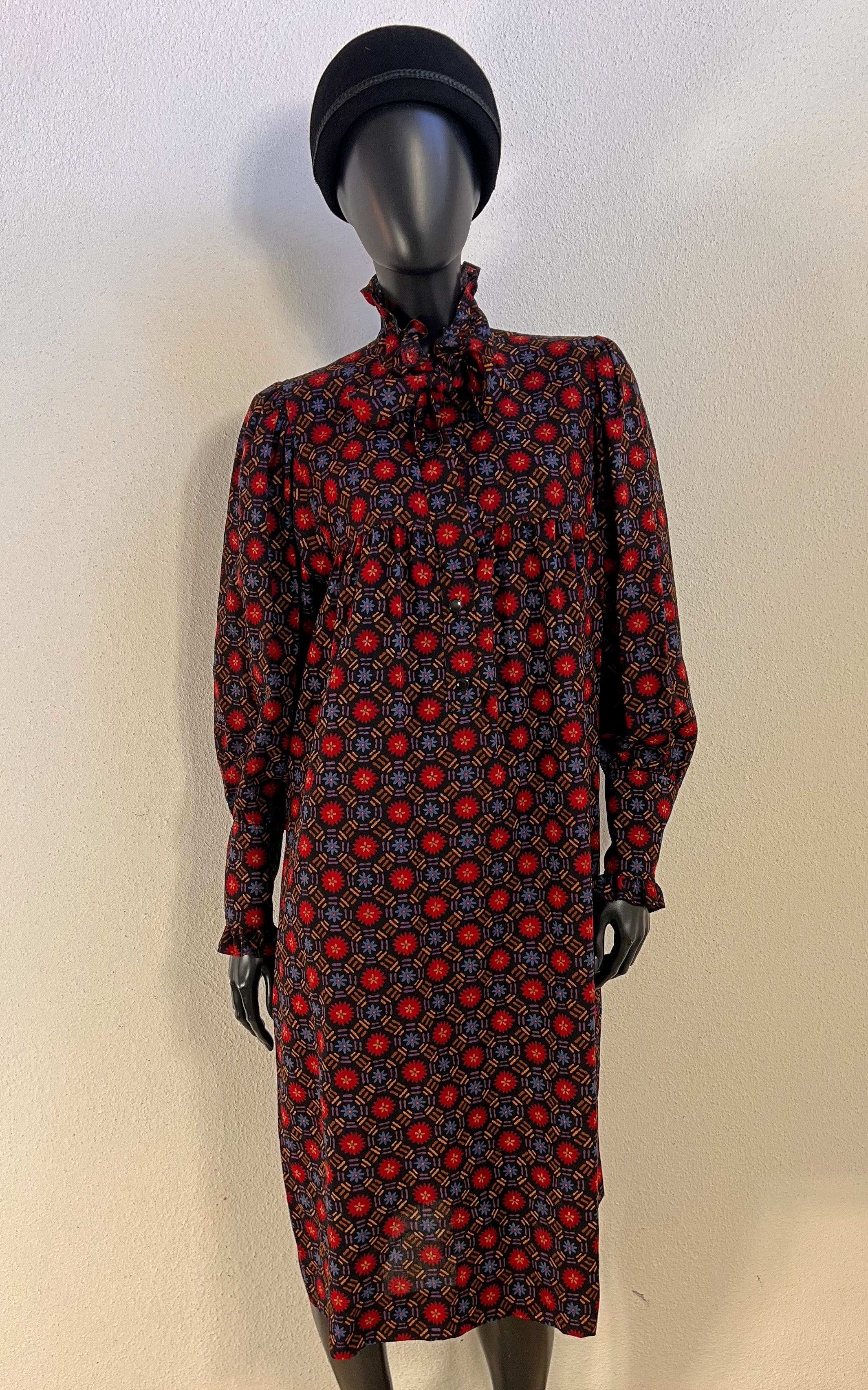 Fall 1980 Yves Saint Laurent Rive Gauche Floral Dress