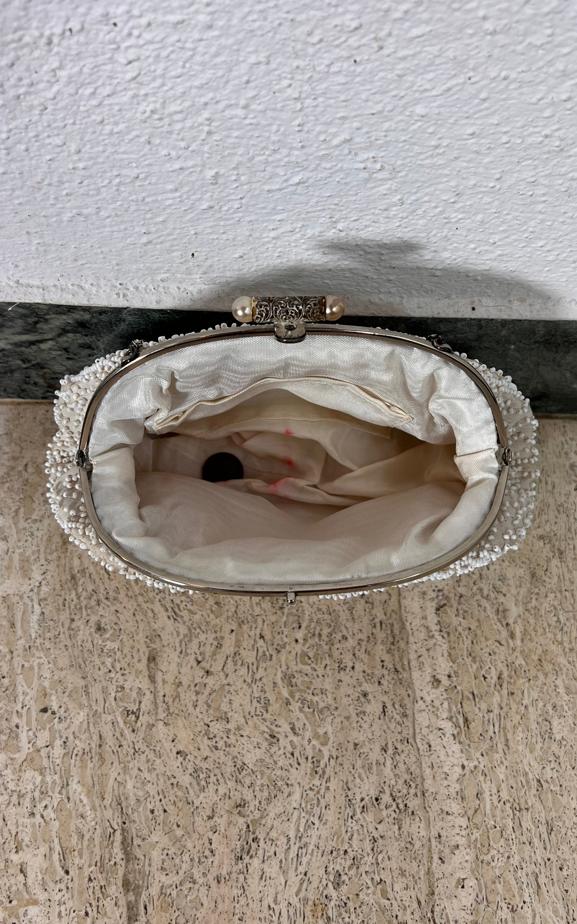 Vintage Small White Beaded Bag