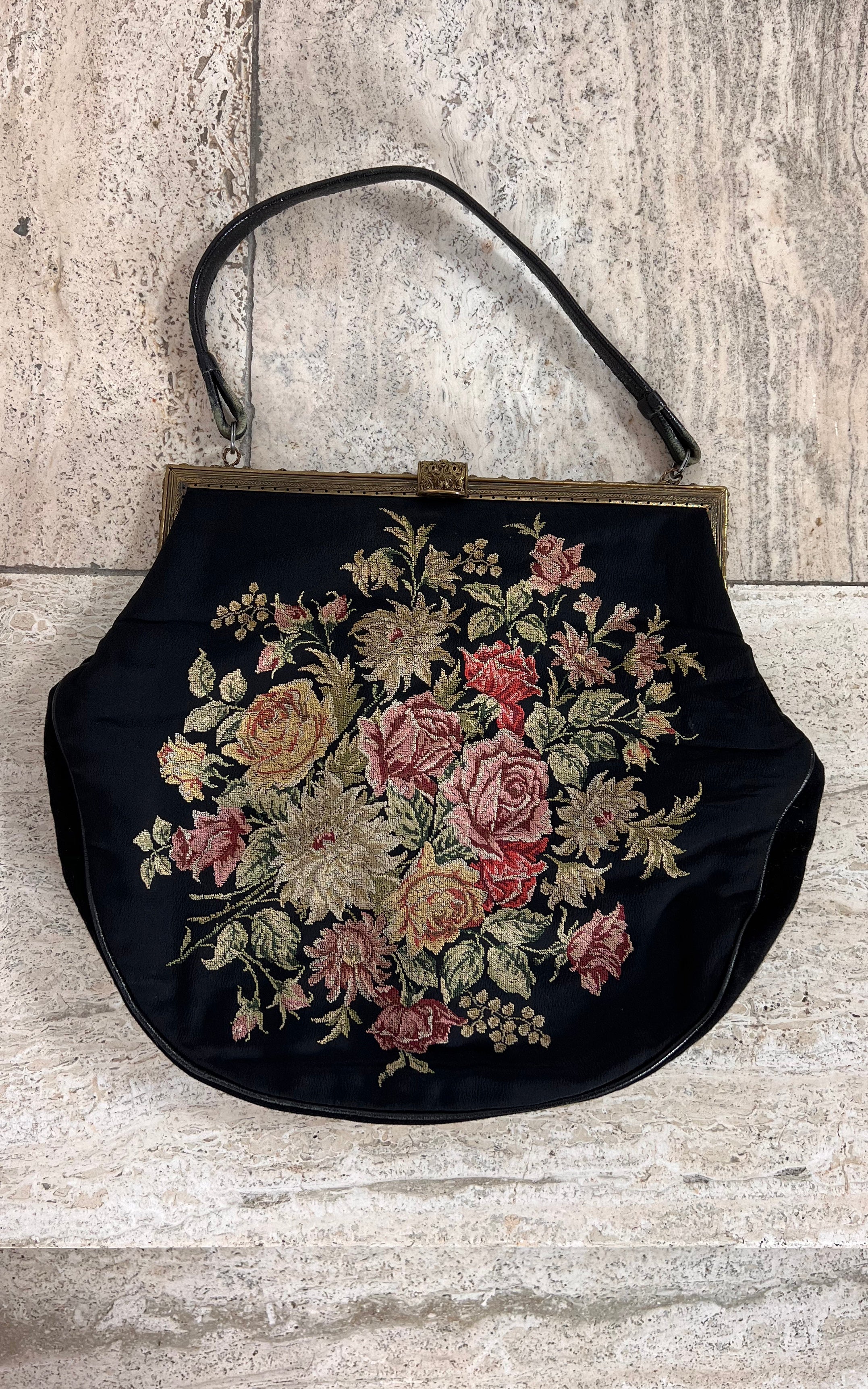 Vintage Floral Tapestry Handbag