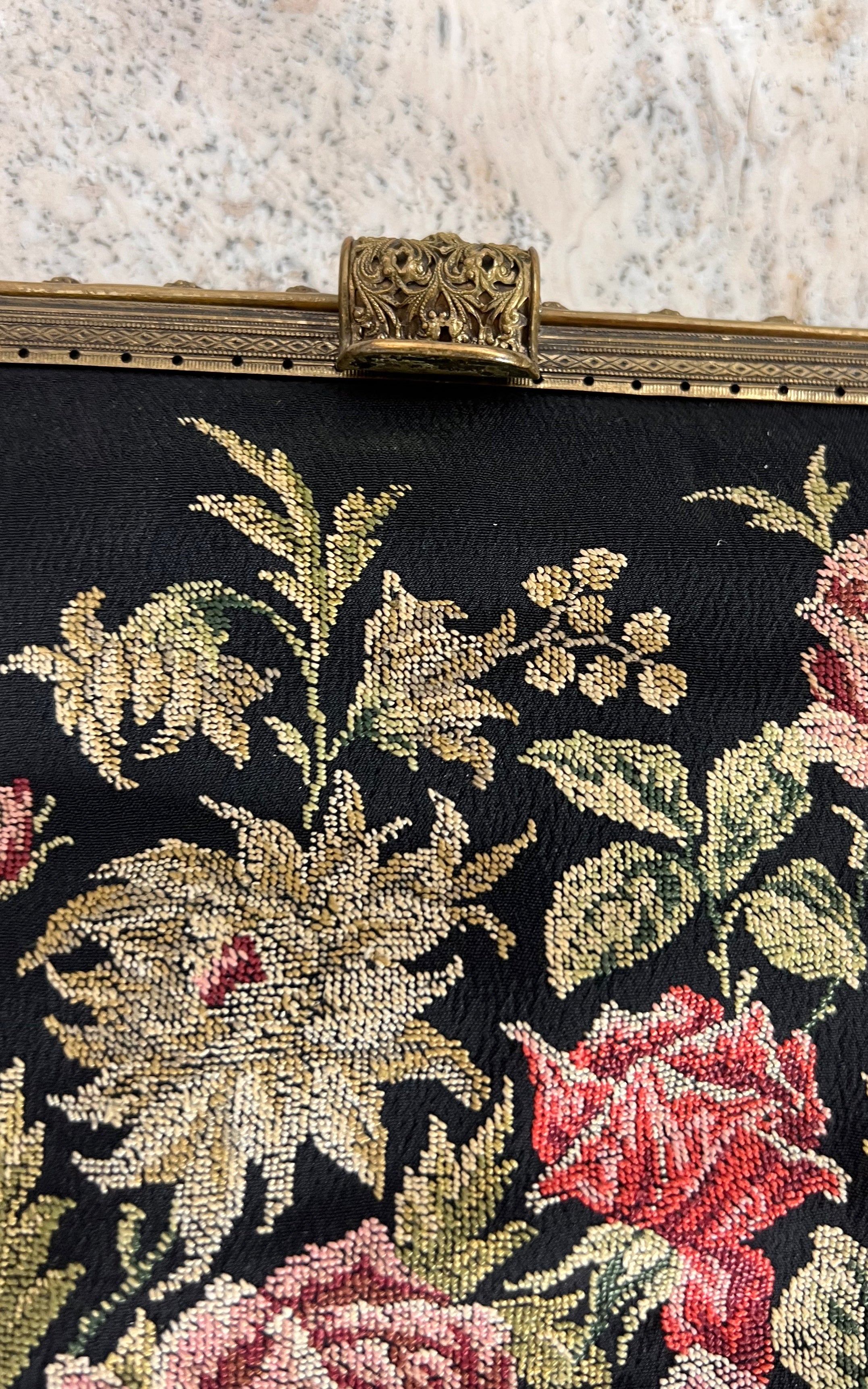 Vintage Floral Tapestry Handbag