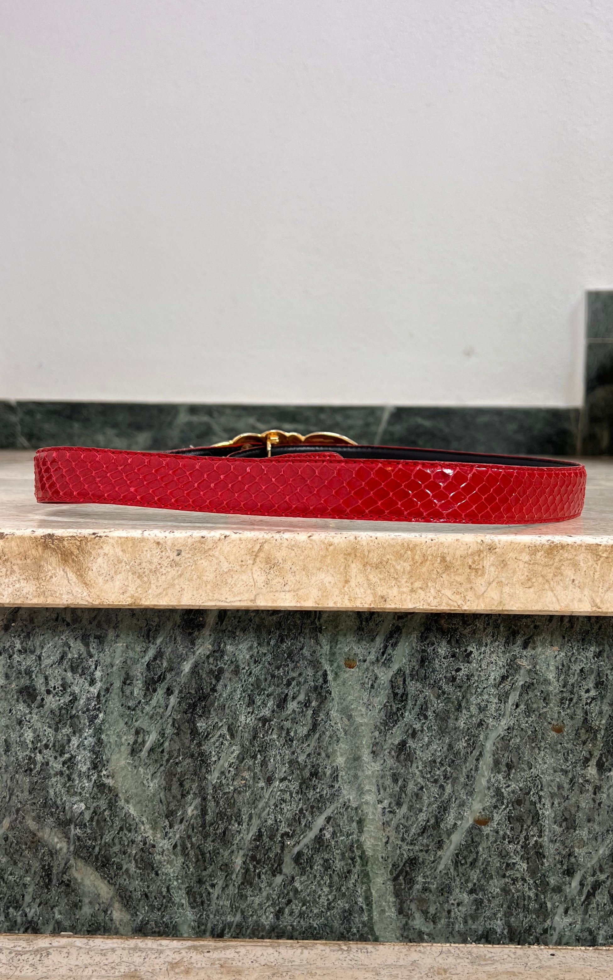 Vintage Red Snakeskin Belt