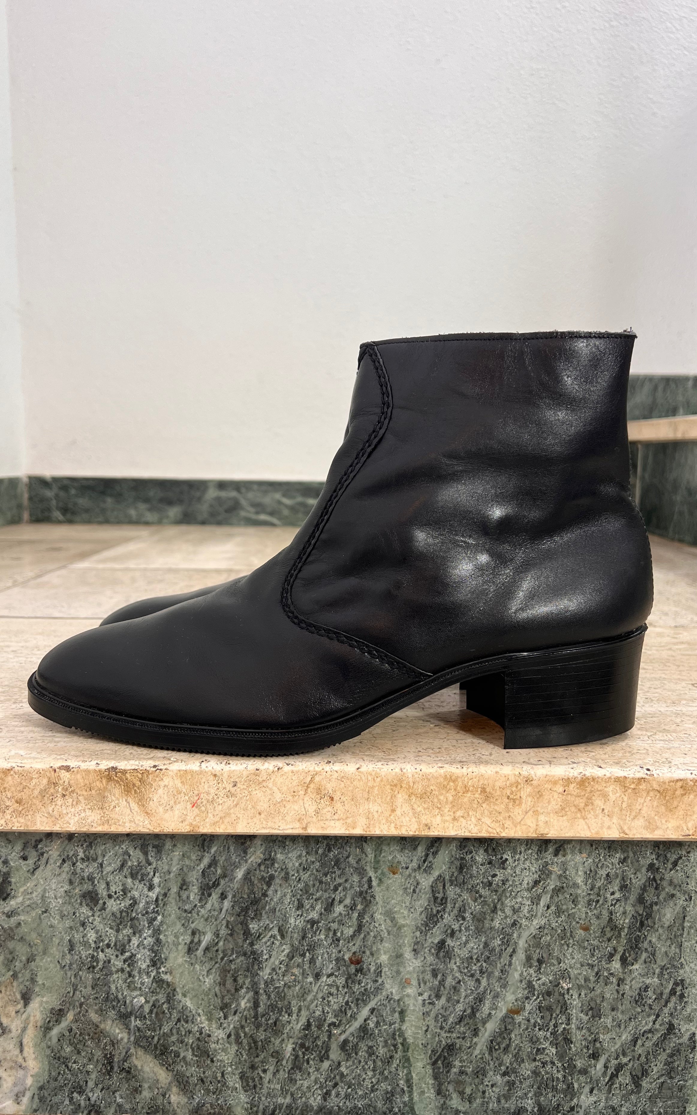 Vintage MENS Gallus Black Leather Ankle Boots – Made in West Germany - 41