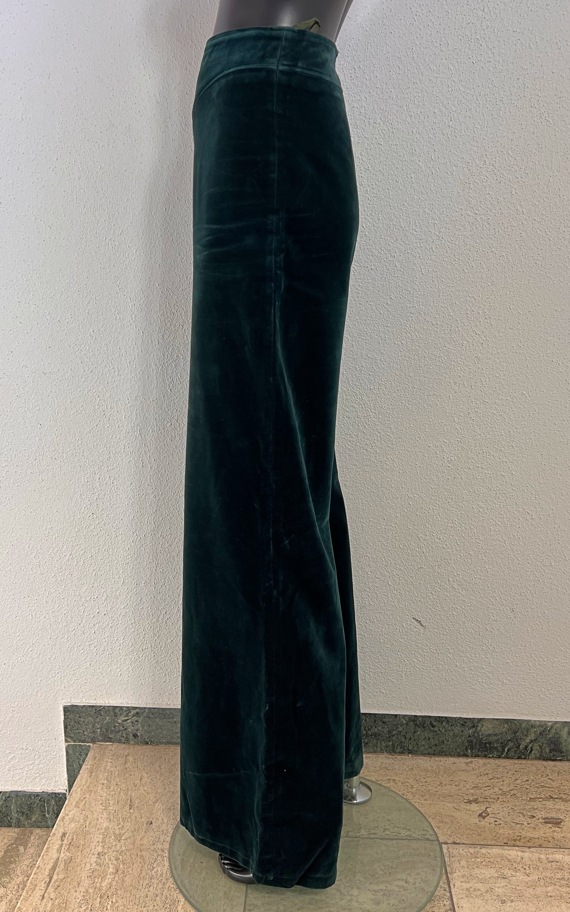Vintage 70s Emerald Green Velvet Flare