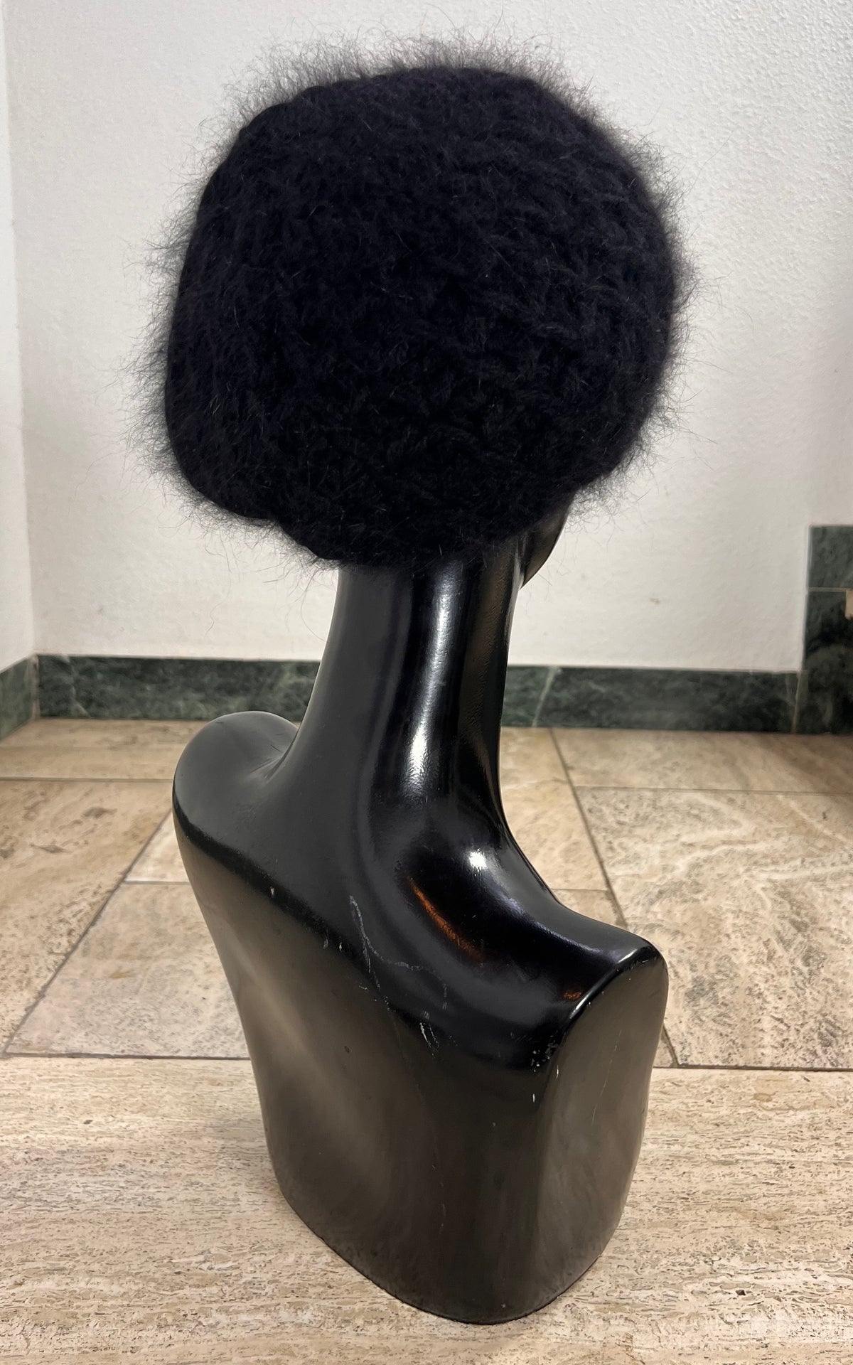 Vintage Black Angora Blend Beret
