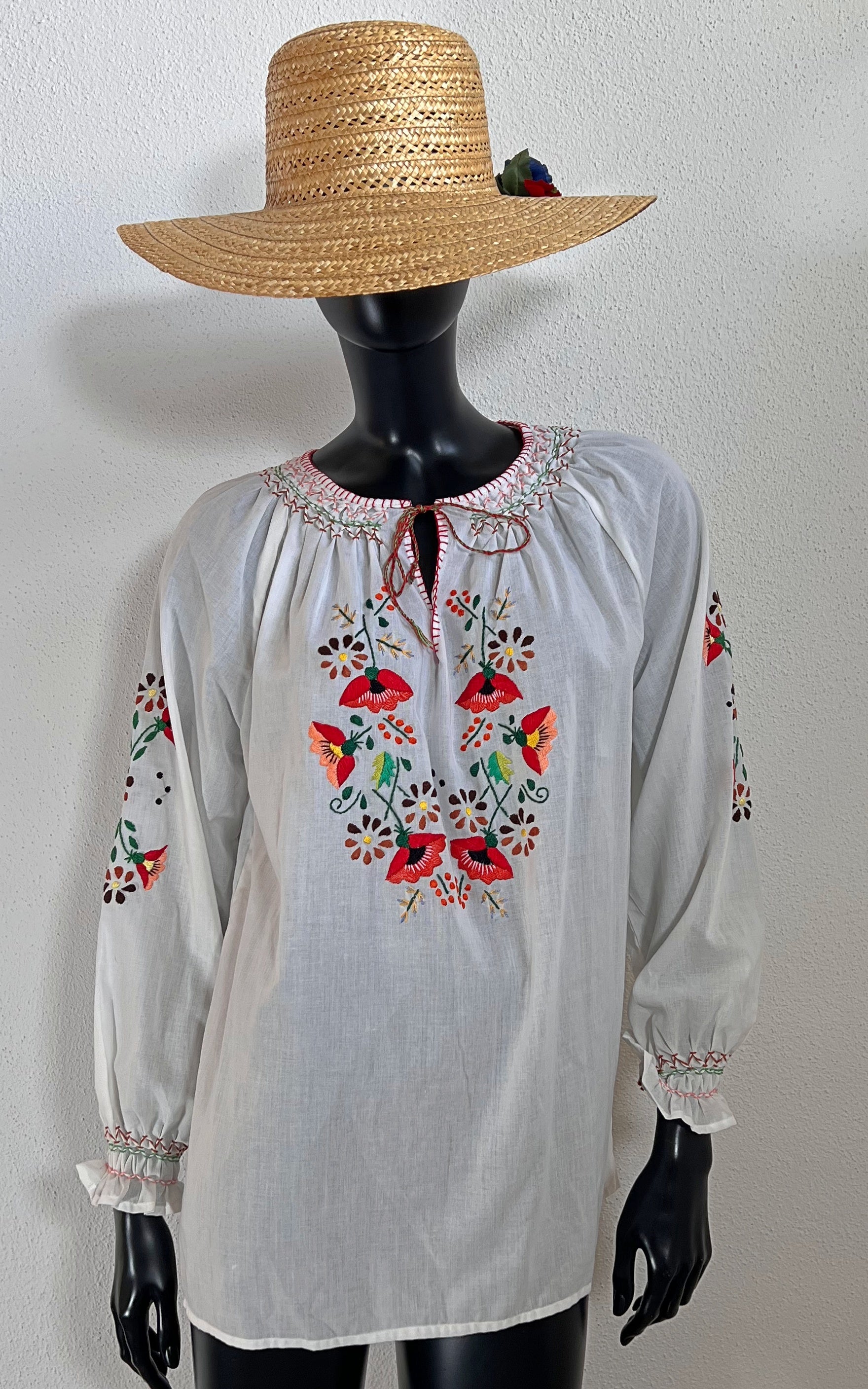 Vintage Embroidered Hungary Folklore Blouse