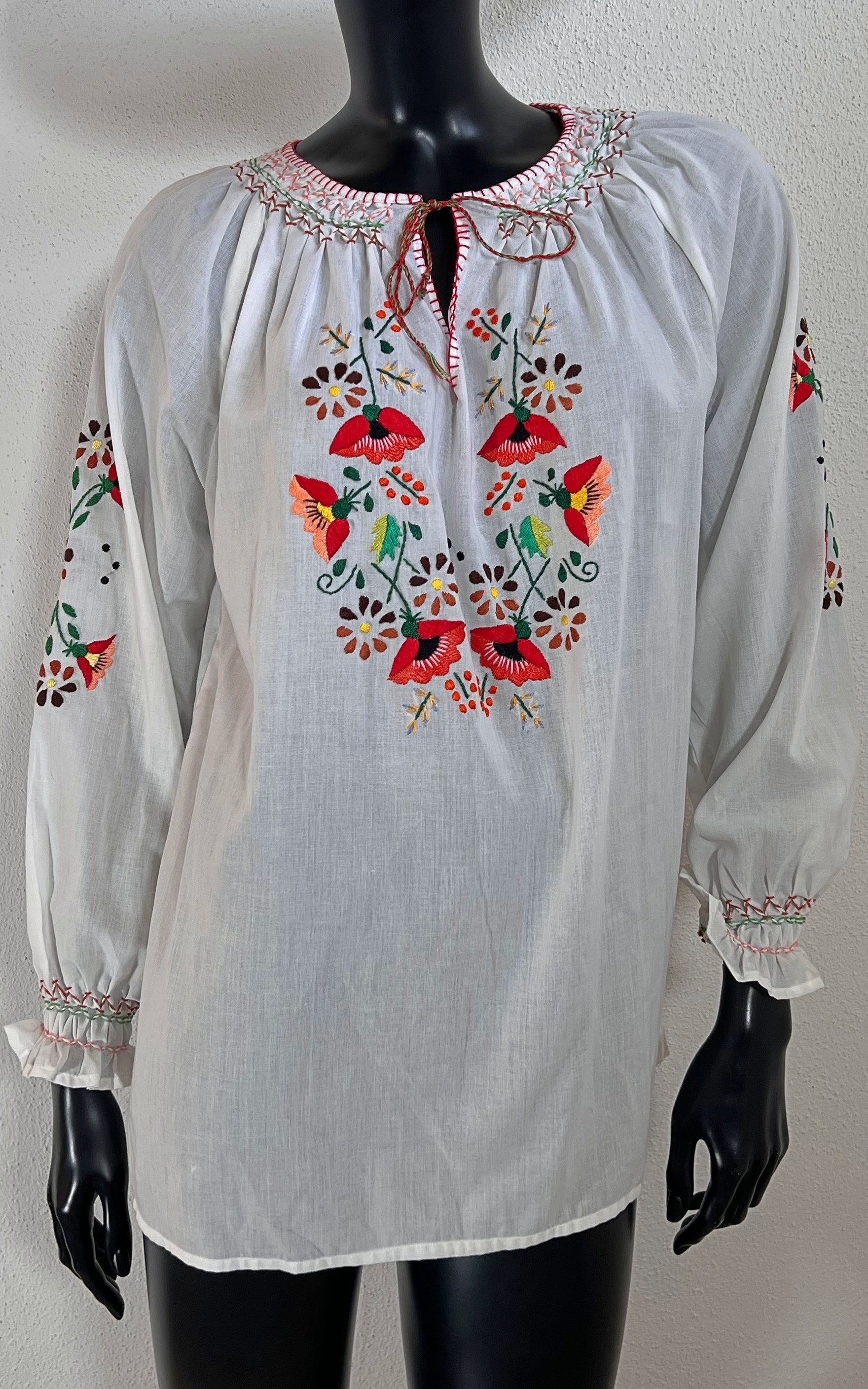 Vintage Embroidered Hungary Folklore Blouse