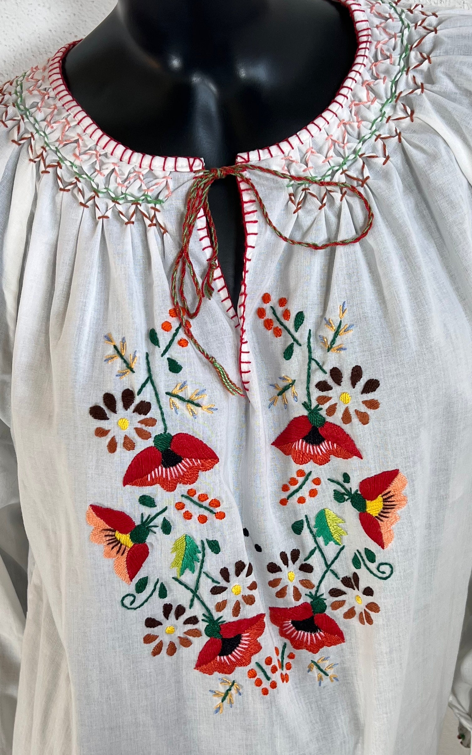 Vintage Embroidered Hungary Folklore Blouse