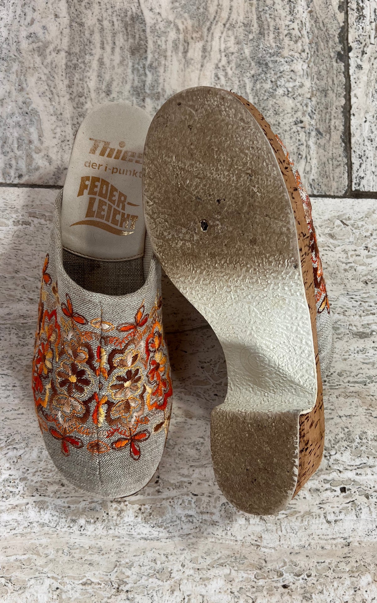 Vintage 1970s Embroidered Platform Clogs 38
