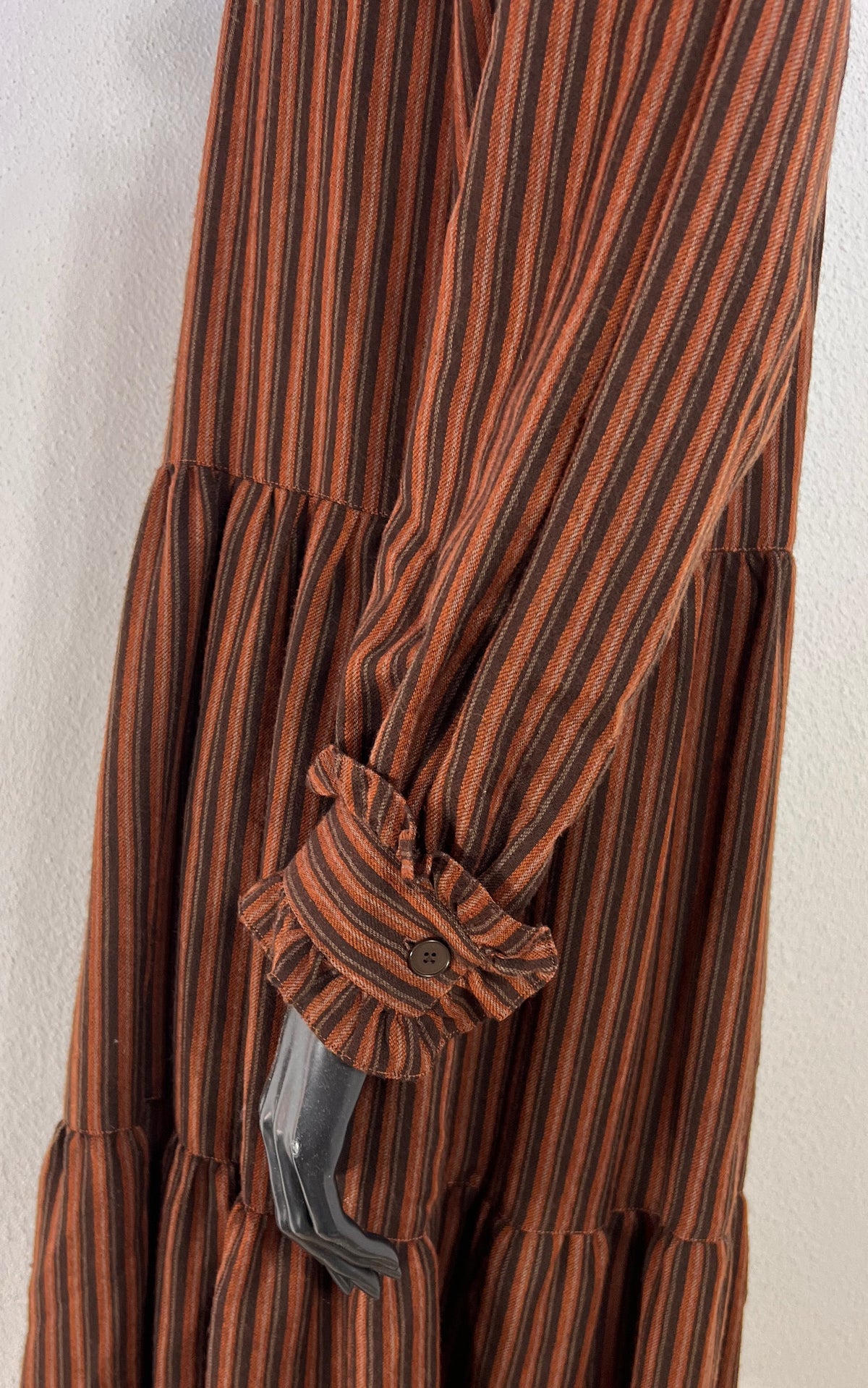 Vintage 1970s Yves Saint Laurent Rive Gauche Striped Prairie Dress
