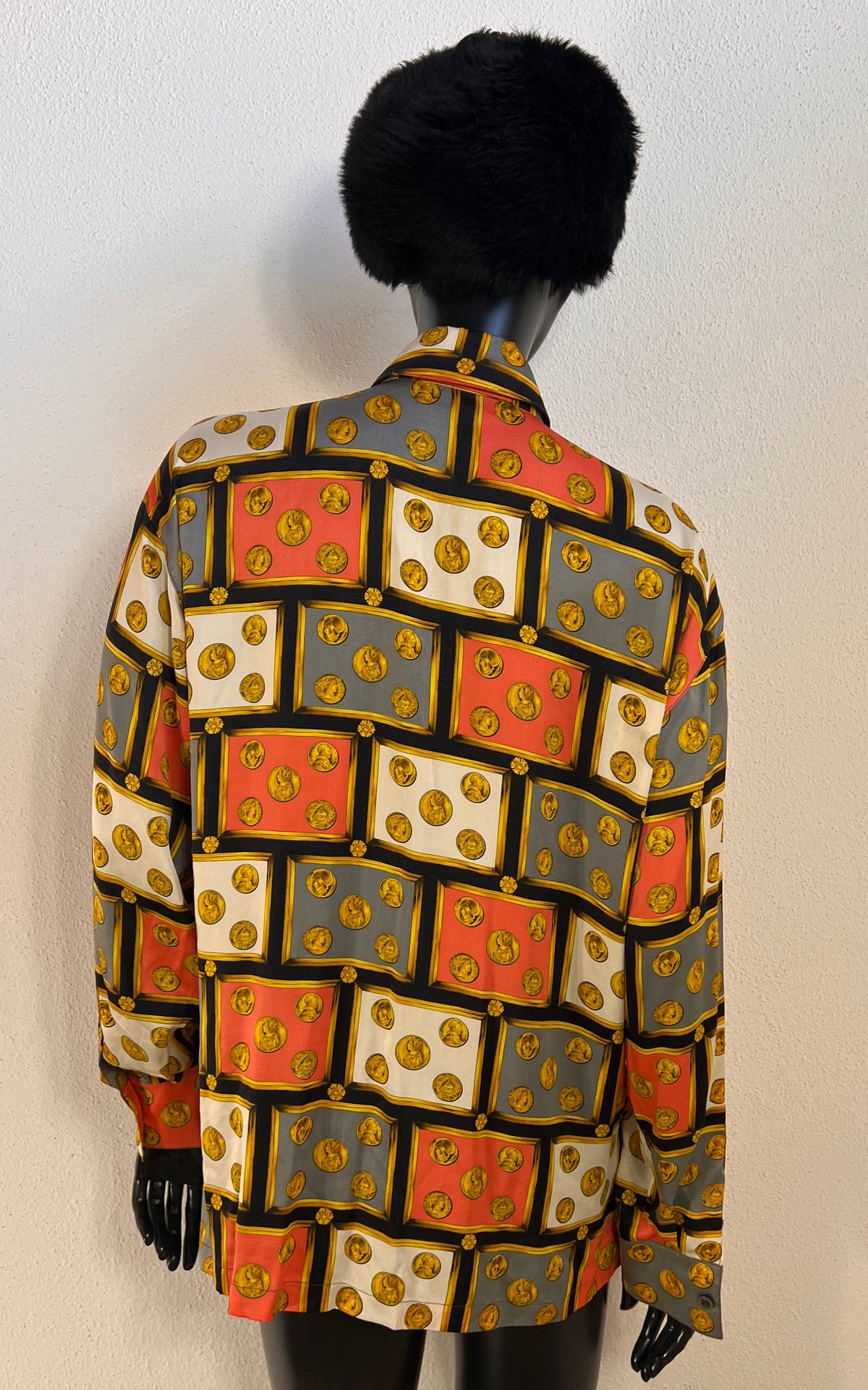 Vintage Escada Coin-Print Silk Blouse