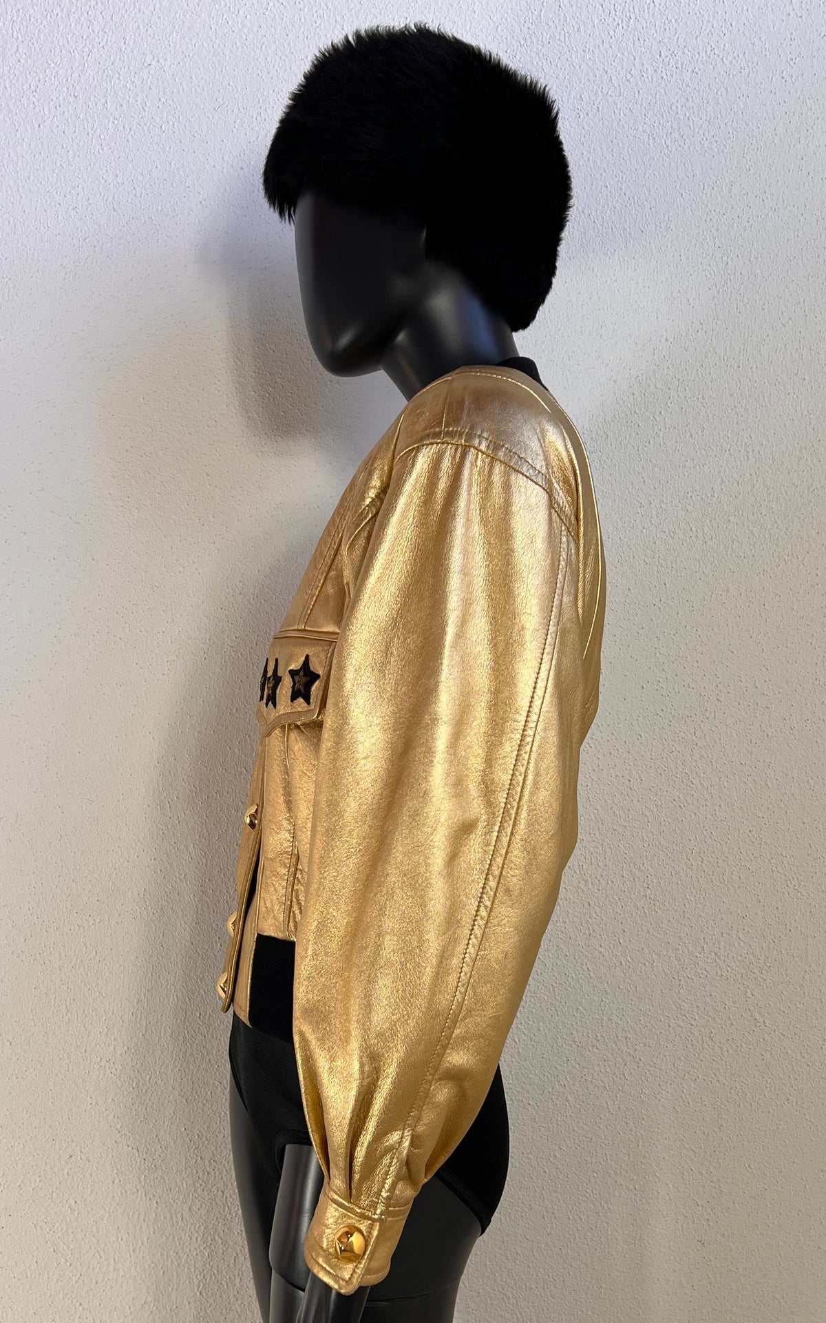 Iconic 1991 Escada Metallic Gold Leather Bomber Jacket