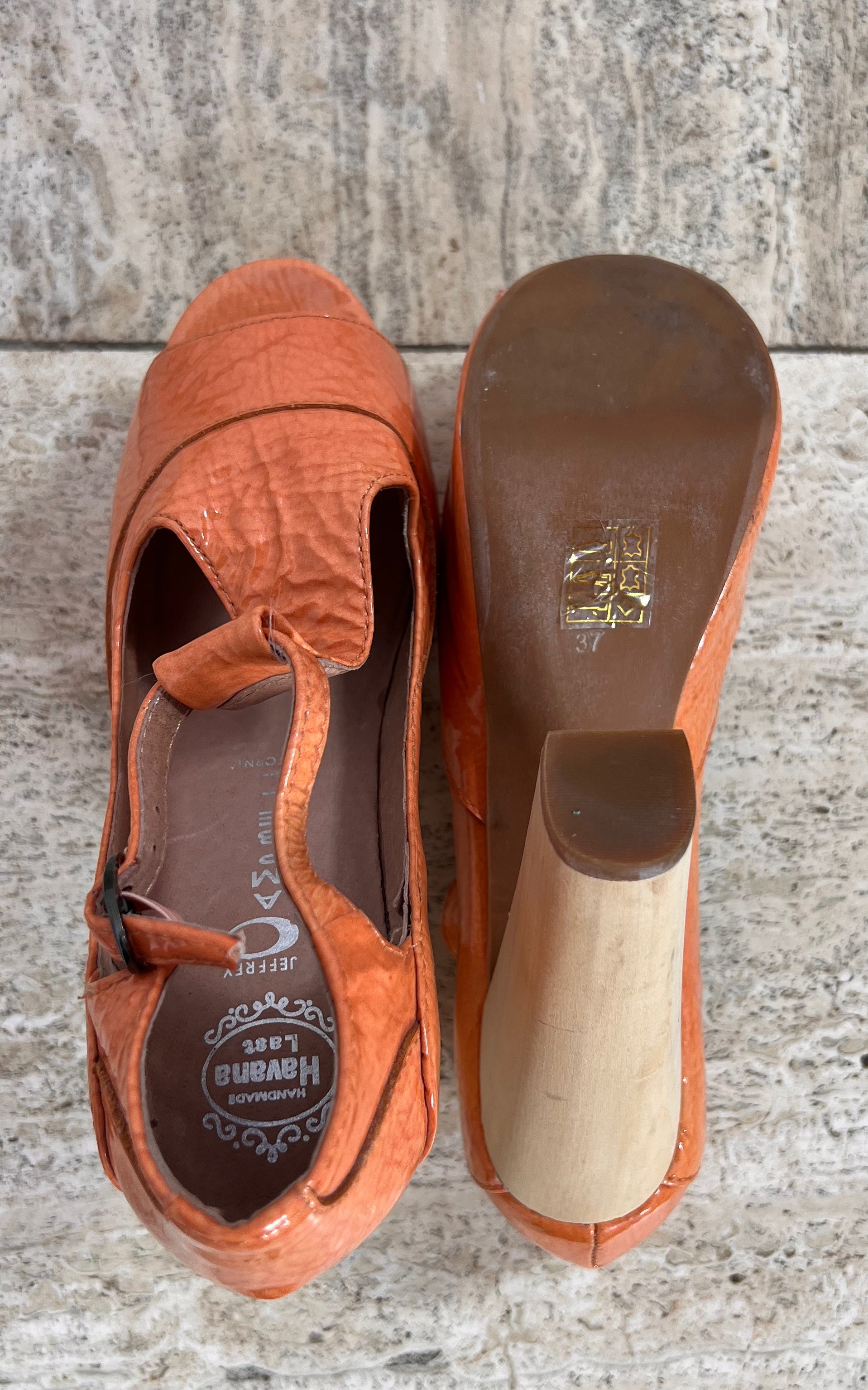 Jeffrey Campbell Patent Platform T-Strap Heels 37