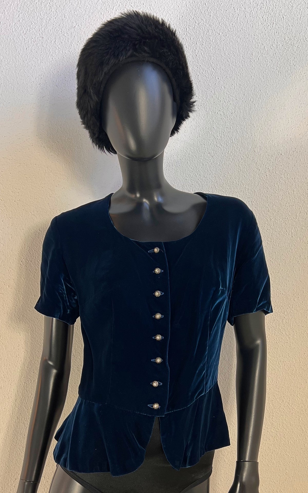 Vintage Silk Velvet Peplum Top