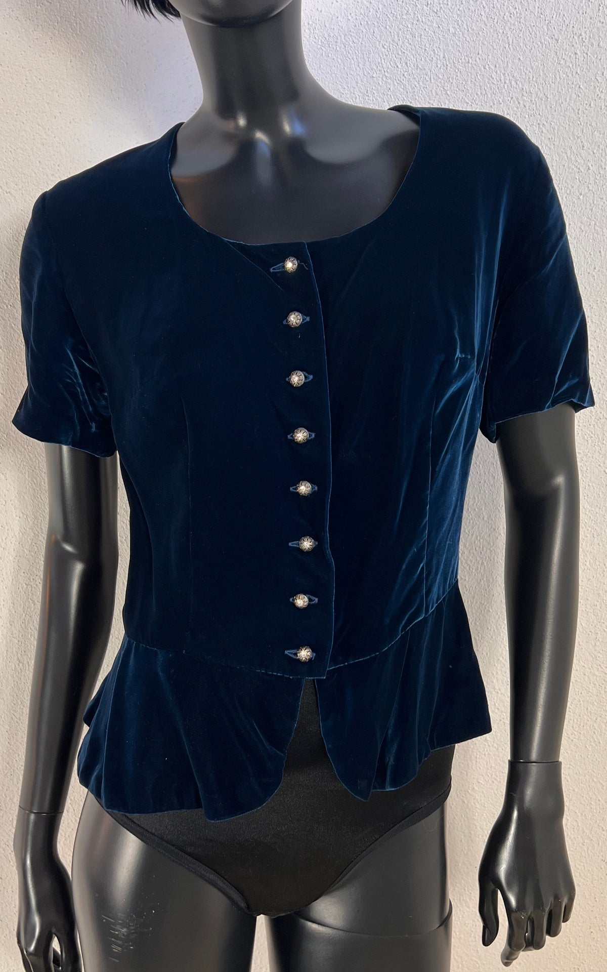 Vintage Silk Velvet Peplum Top
