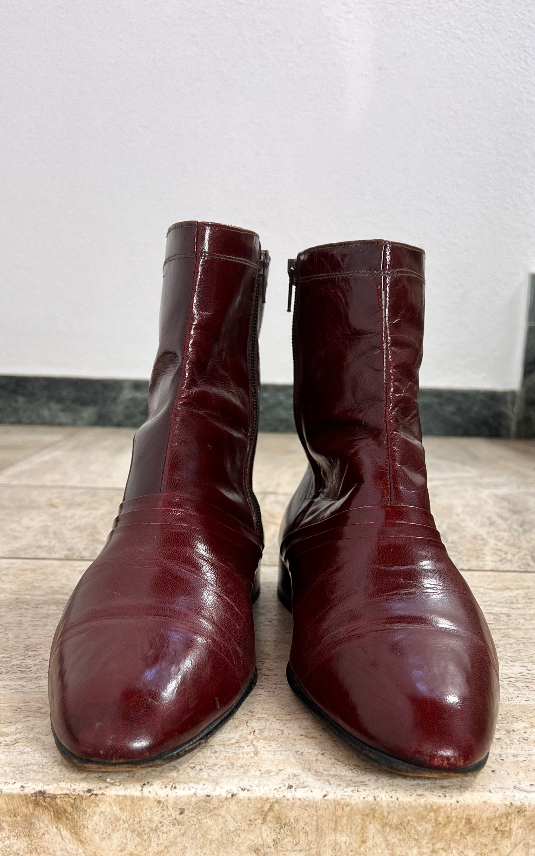 Vintage MENS 70s Burgundy Ankle Boots 42
