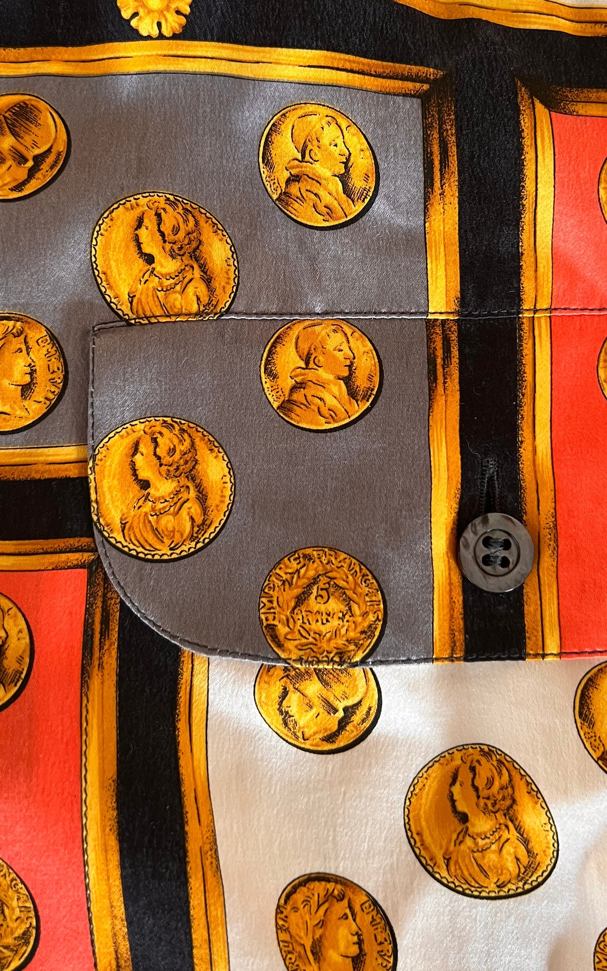 Vintage Escada Coin-Print Silk Blouse